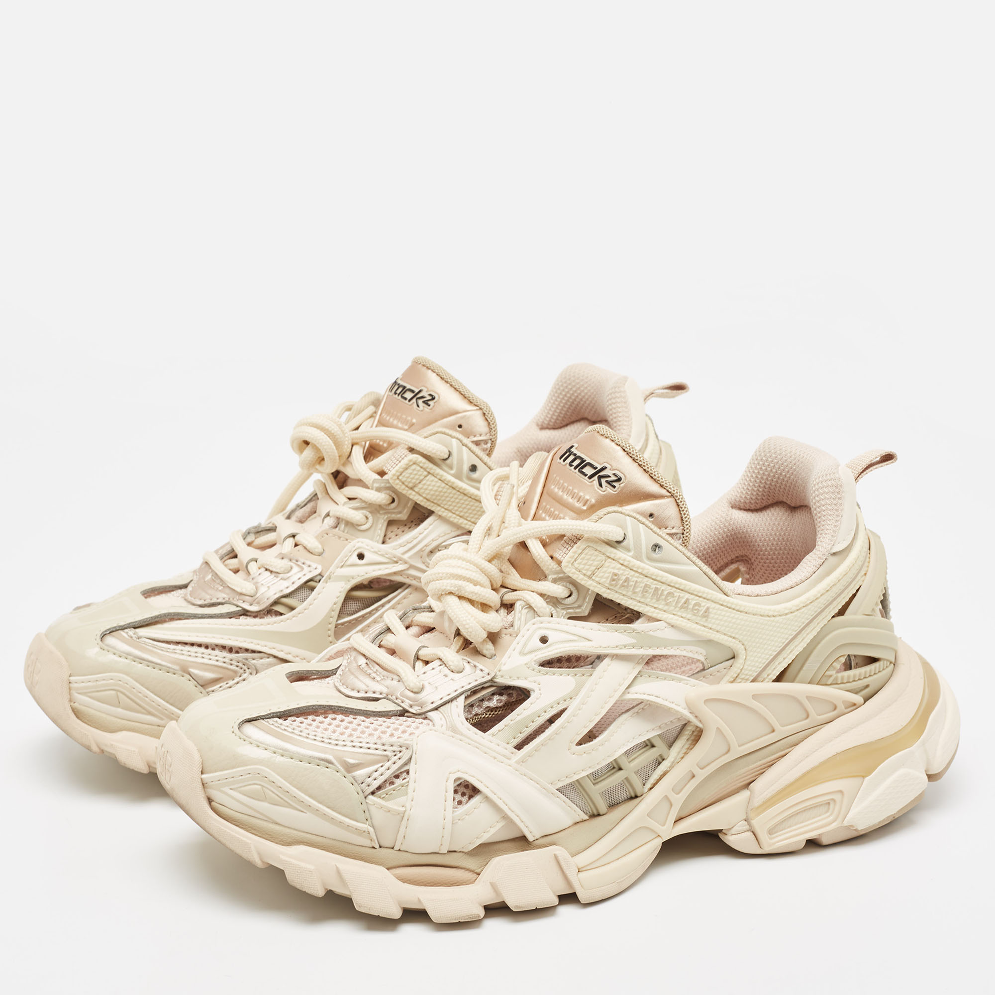 

Balenciaga Cream Mesh and Rubber Track Sneakers Size
