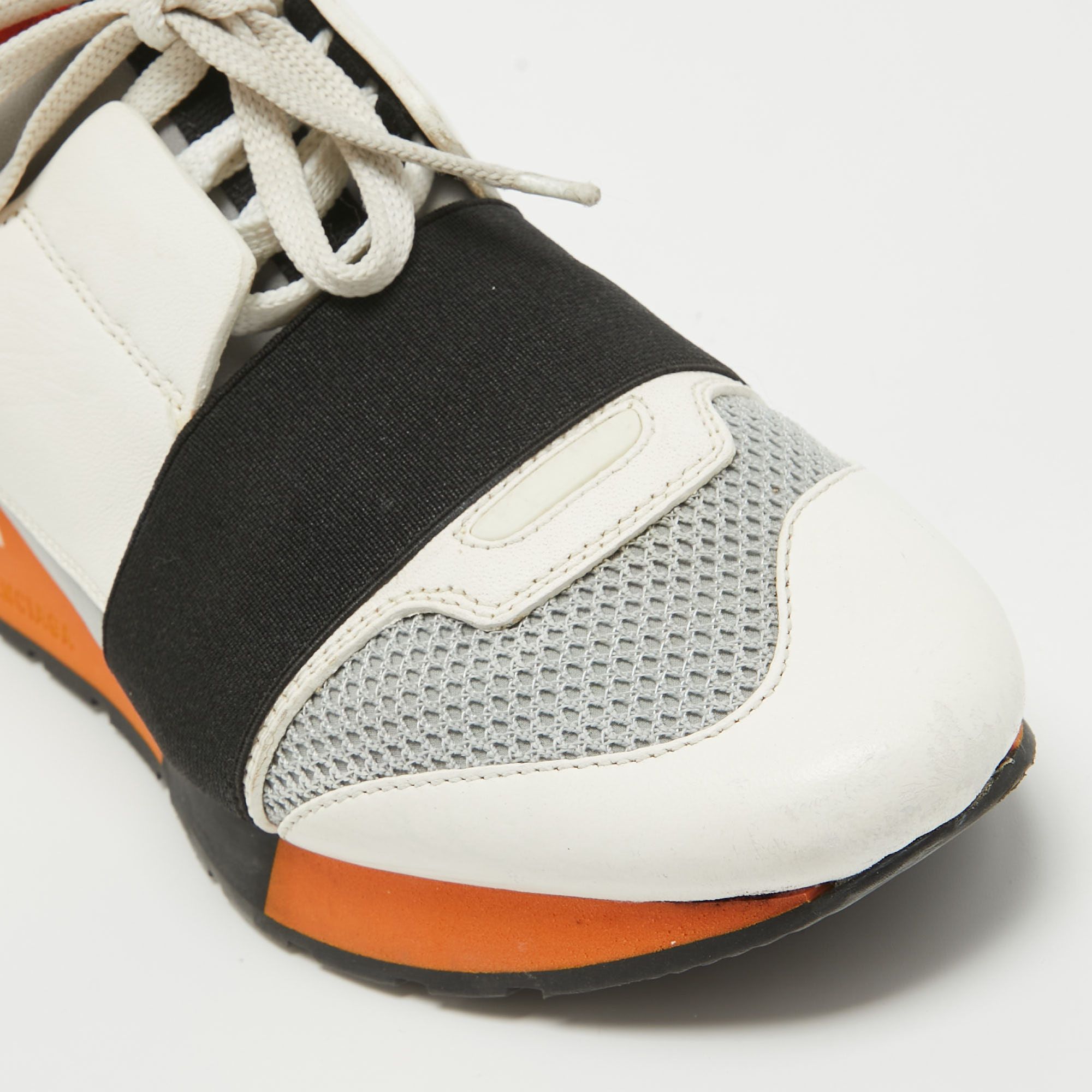 Balenciaga Tricolor Leather and Mesh Race Runner Sneakers Size 37 