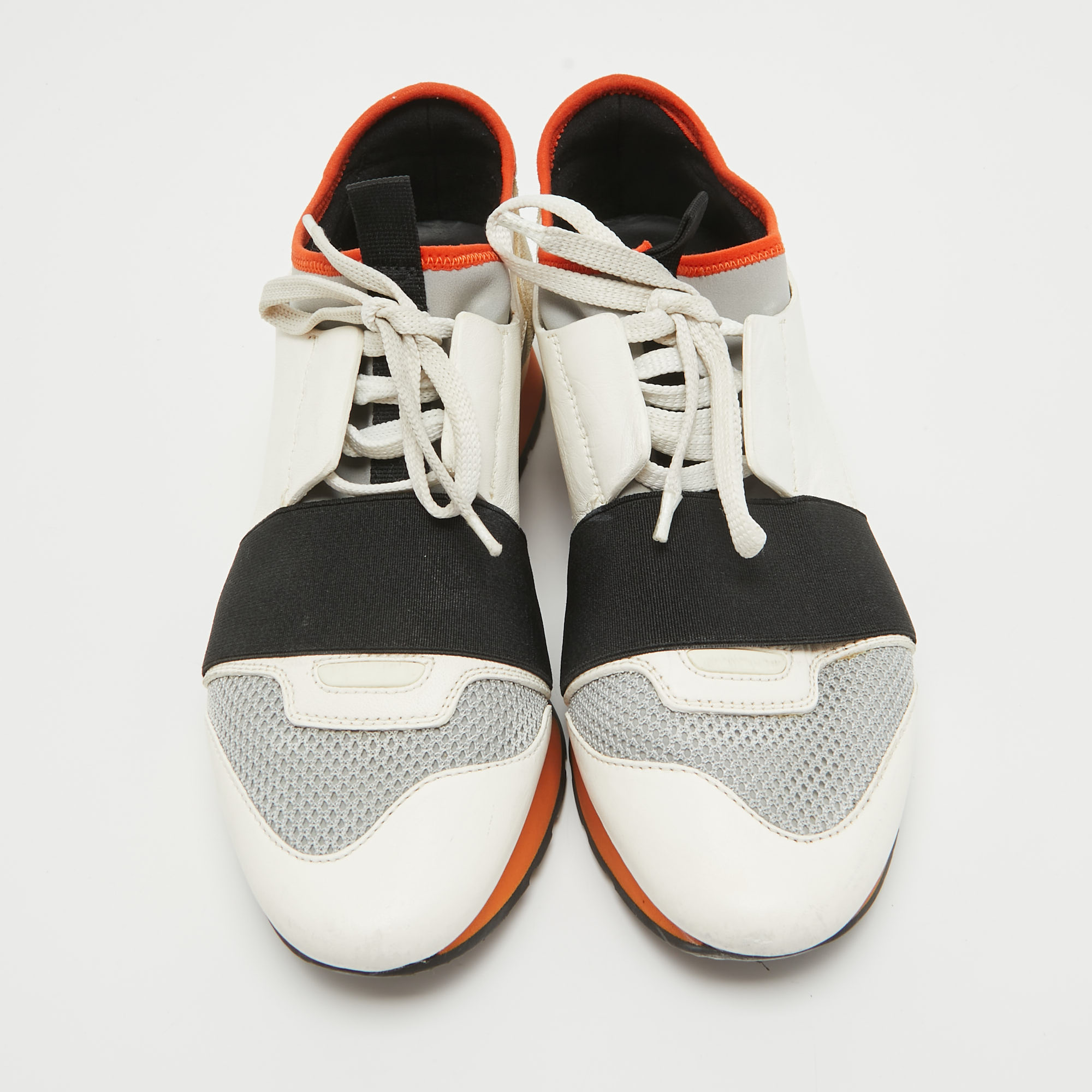 Balenciaga Tricolor Leather and Mesh Race Runner Sneakers Size 37 