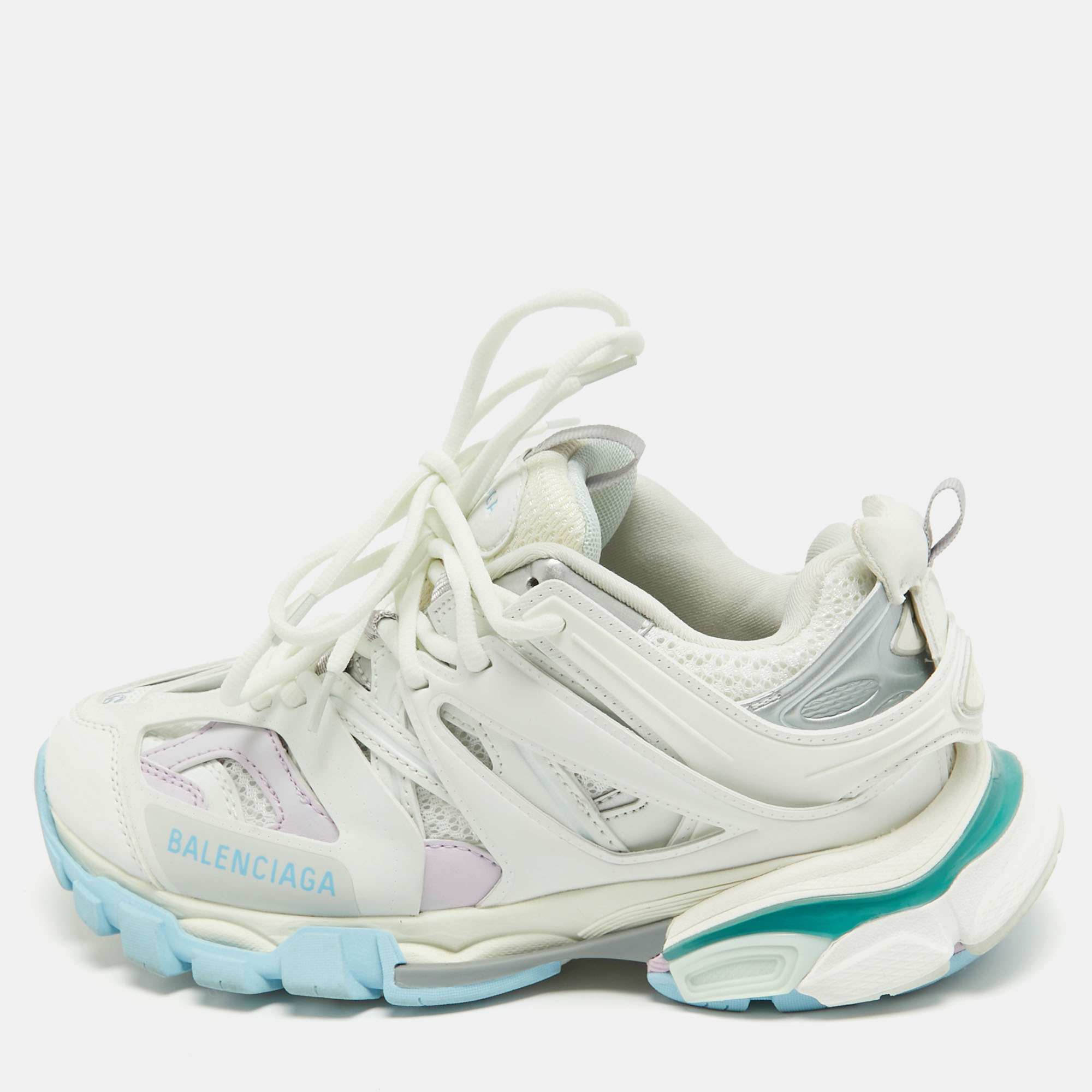 

Balenciaga Multicolor Leather and Mesh Track Sneakers Size