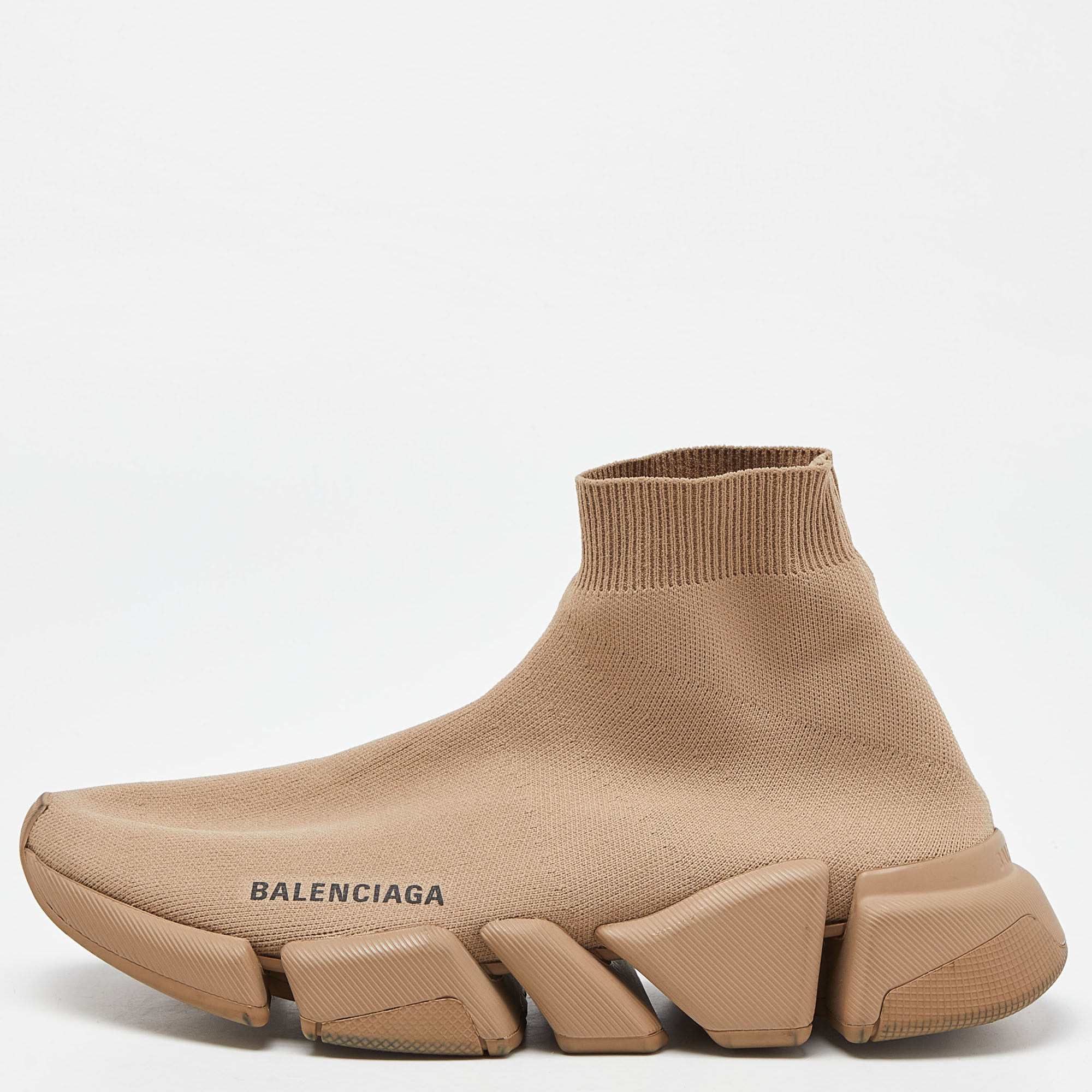 

Balenciaga Beige Knit Fabric Speed Trainer High-Top Sneakers Size