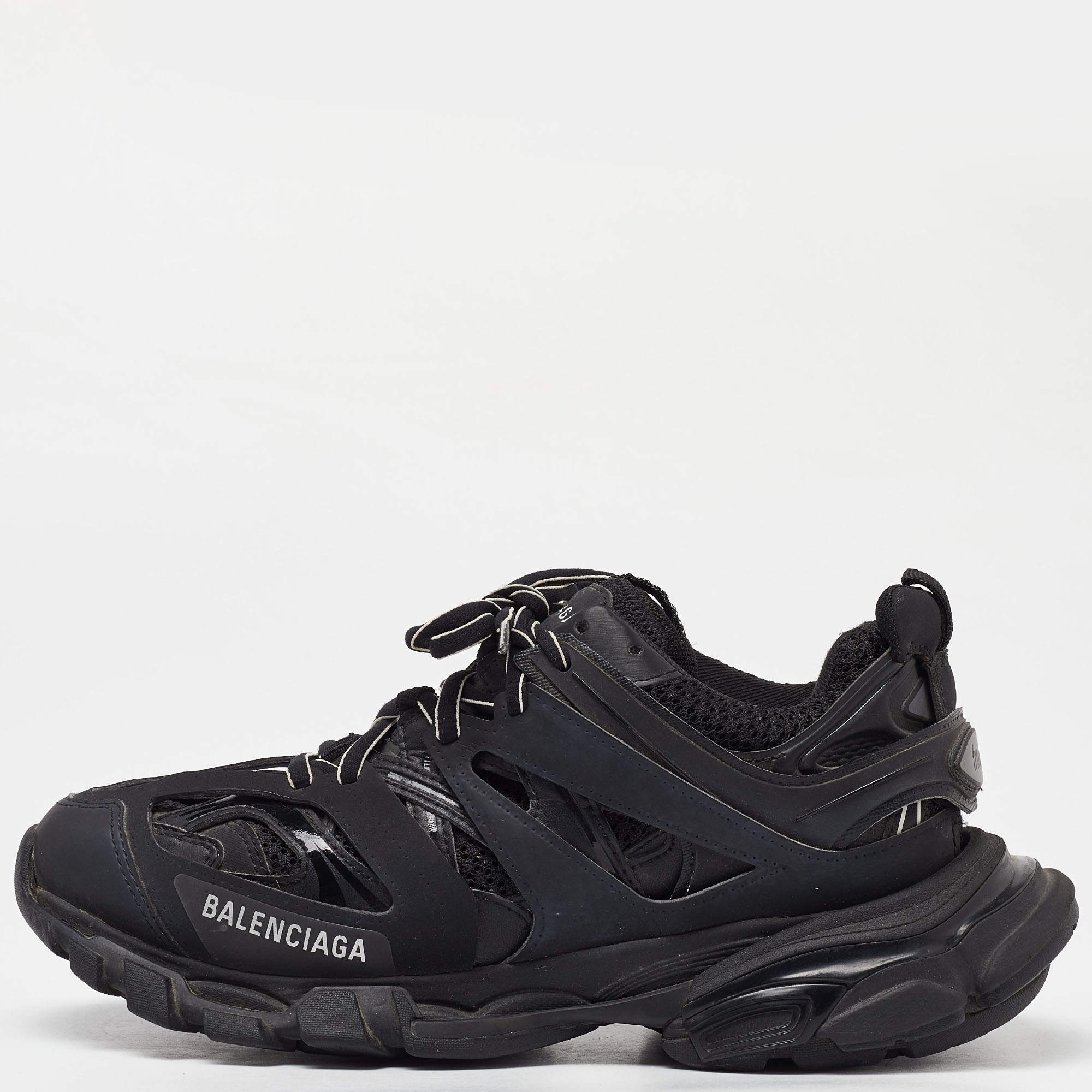

Balenciaga Black Mesh and Faux Leather Track Low Top Sneakers Size