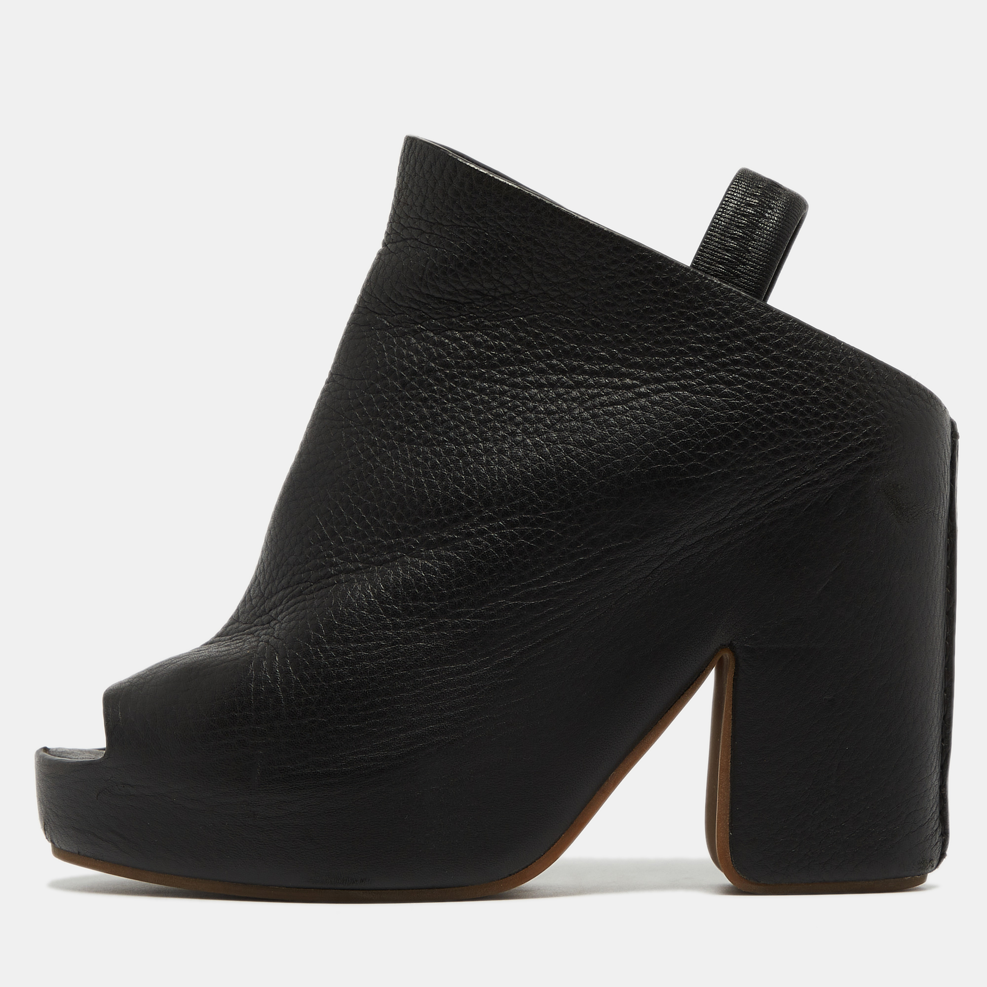 

Balenciaga Black Leather Platform Slingback Sandals Size