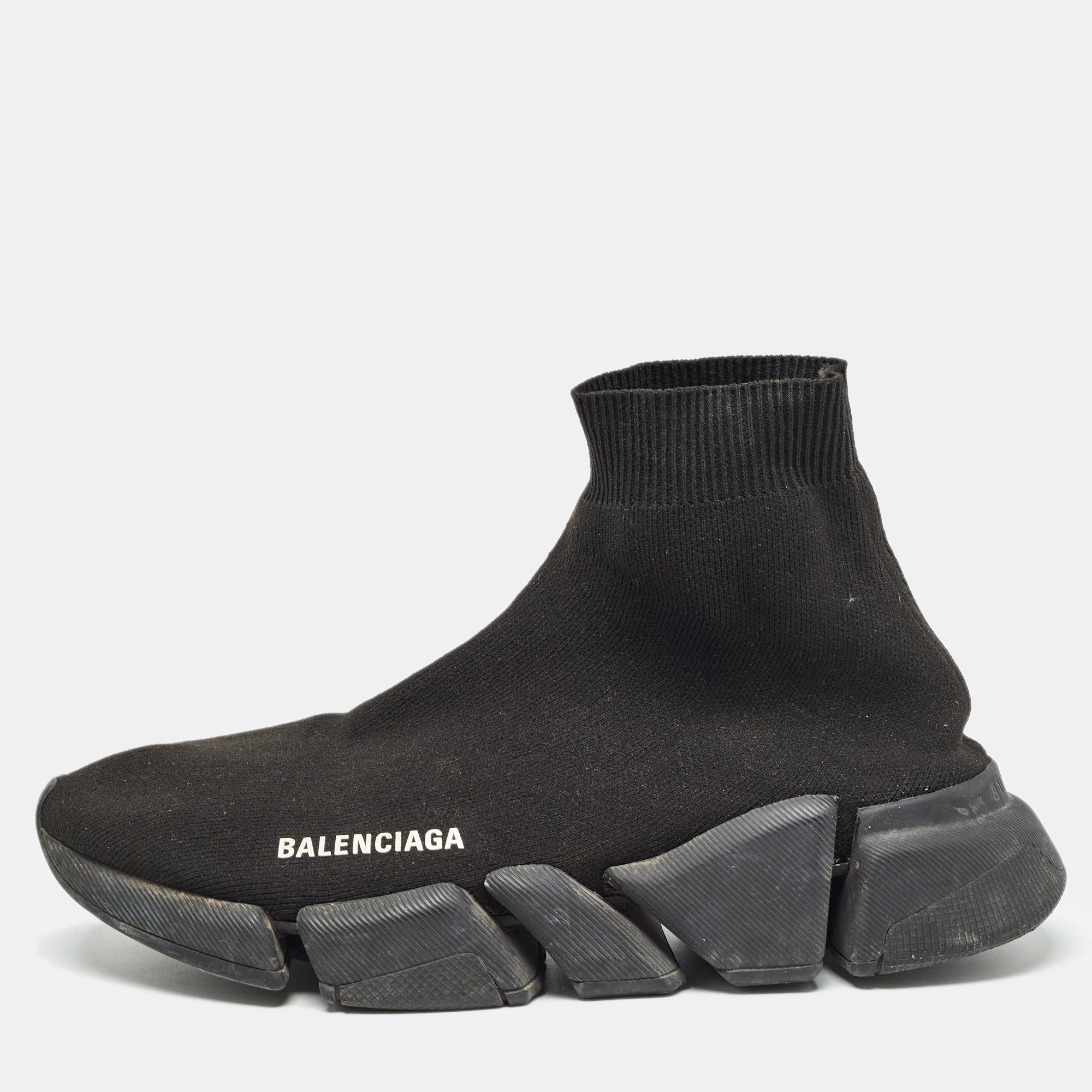 Pre-owned Balenciaga Black Knit Fabric Speed Trainer Sneakers Size 39