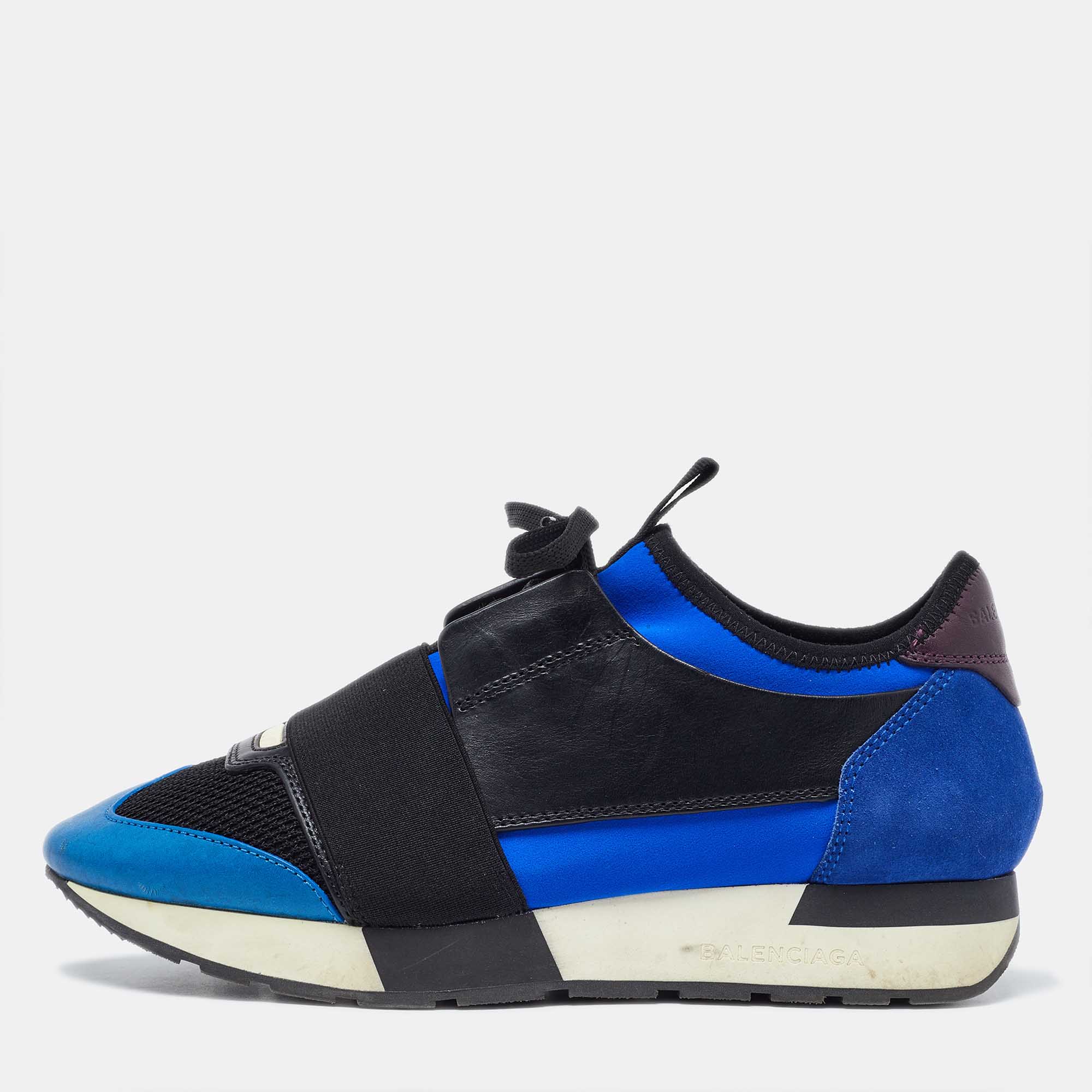 

Balenciaga Tricolor Leather,Suede and Mesh Race Runner Sneakers Size, Multicolor