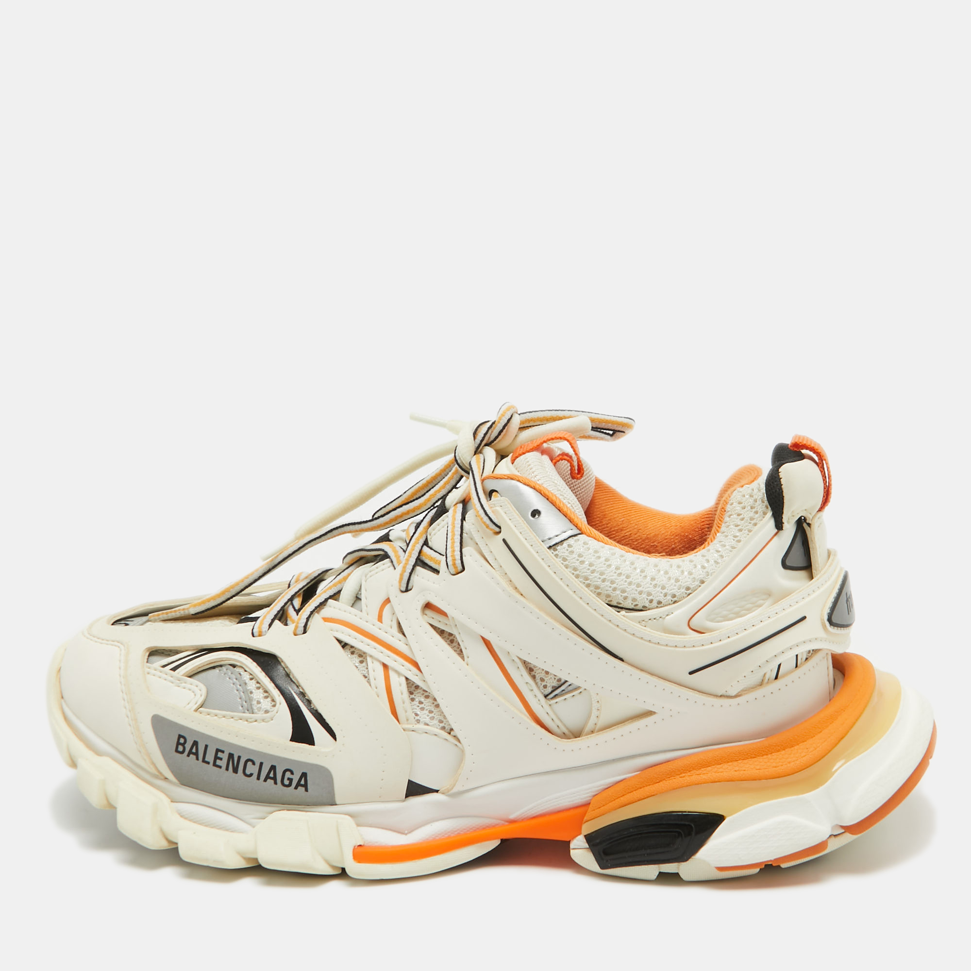 

Balenciaga Multicolor Faux Leather and Mesh Track Sneakers Size