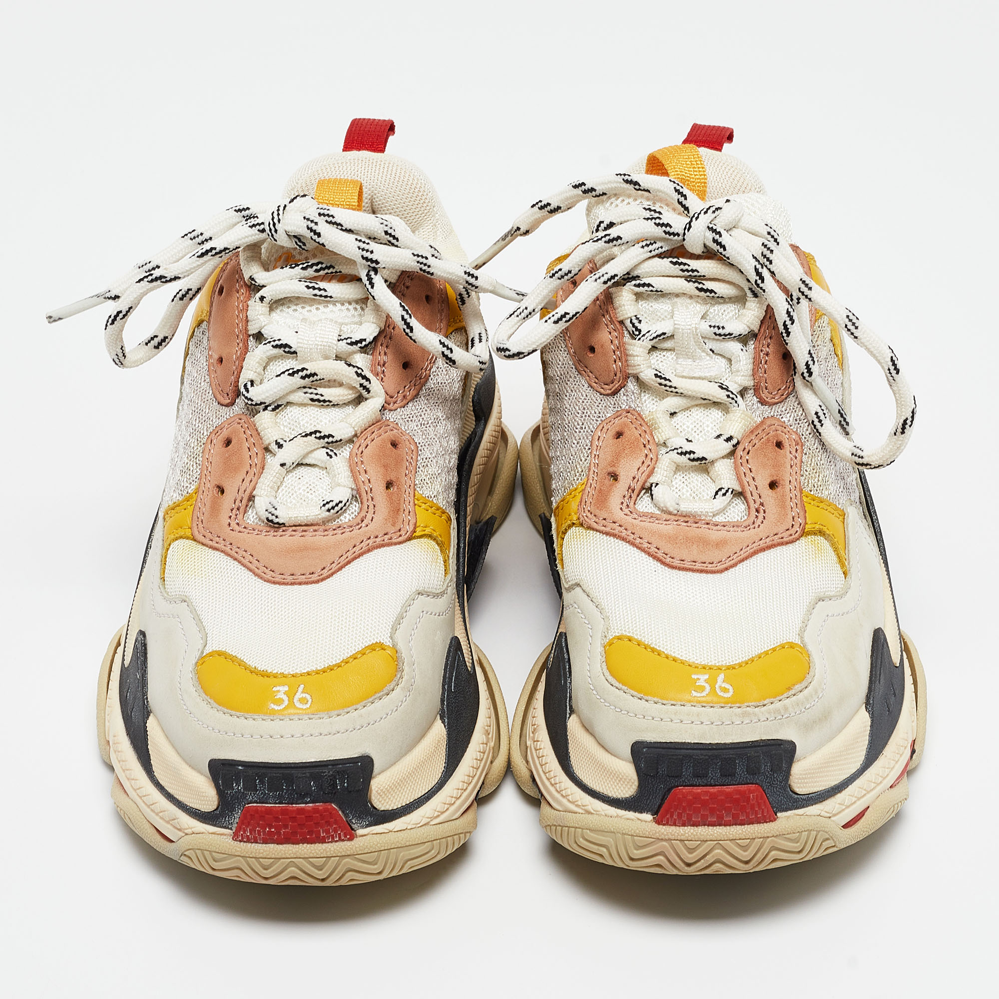 Balenciaga Multicolor Mesh and Nubuck Leather Triple S Low Top Sneakers Size 36 