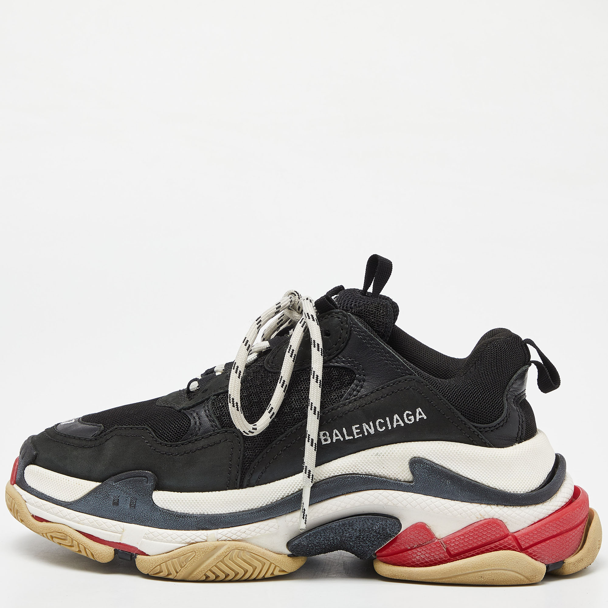 

Balenciaga Black Mesh and Leather Triple S Sneakers Size