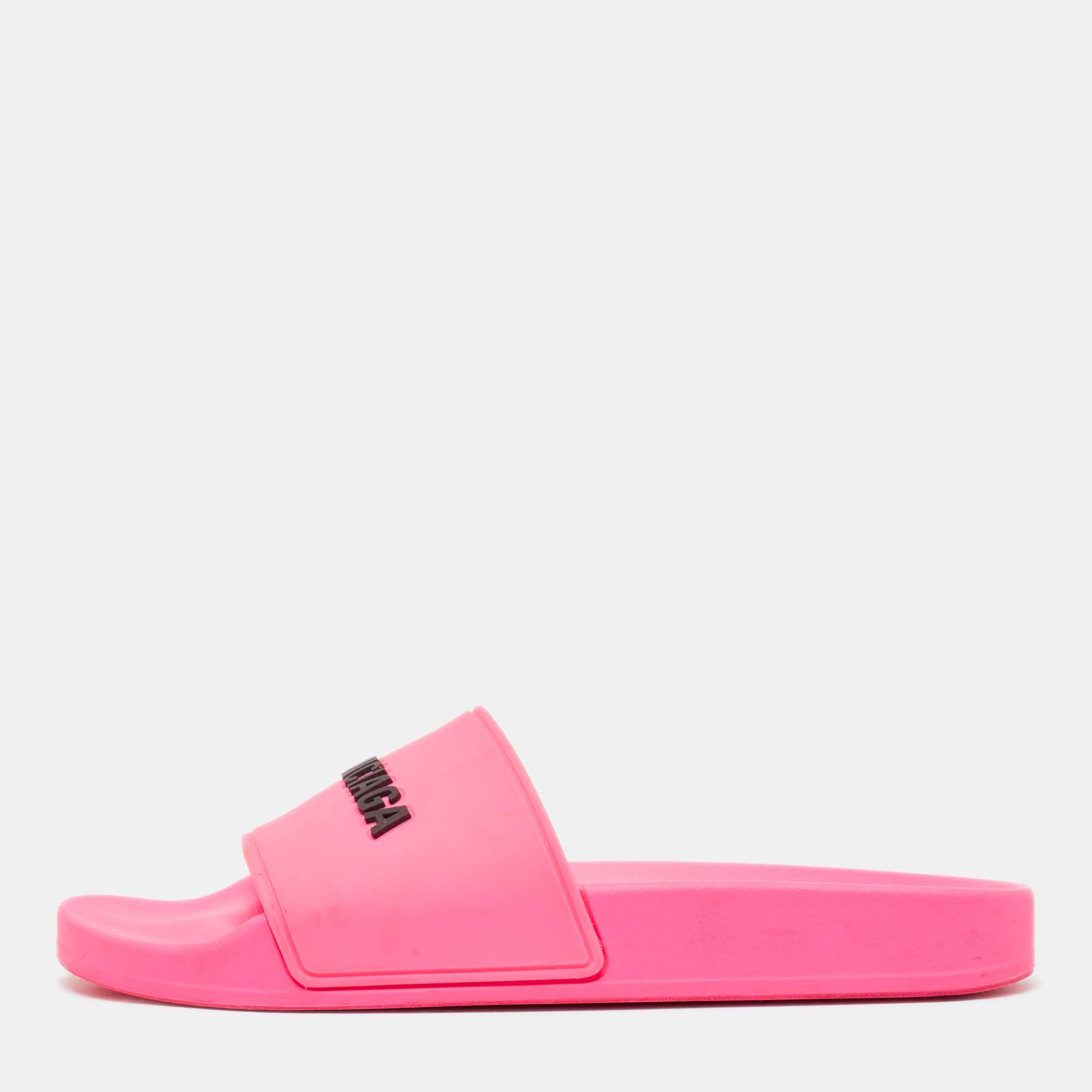 

Balenciaga Pink Rubber Pool Flat Slides Size 37