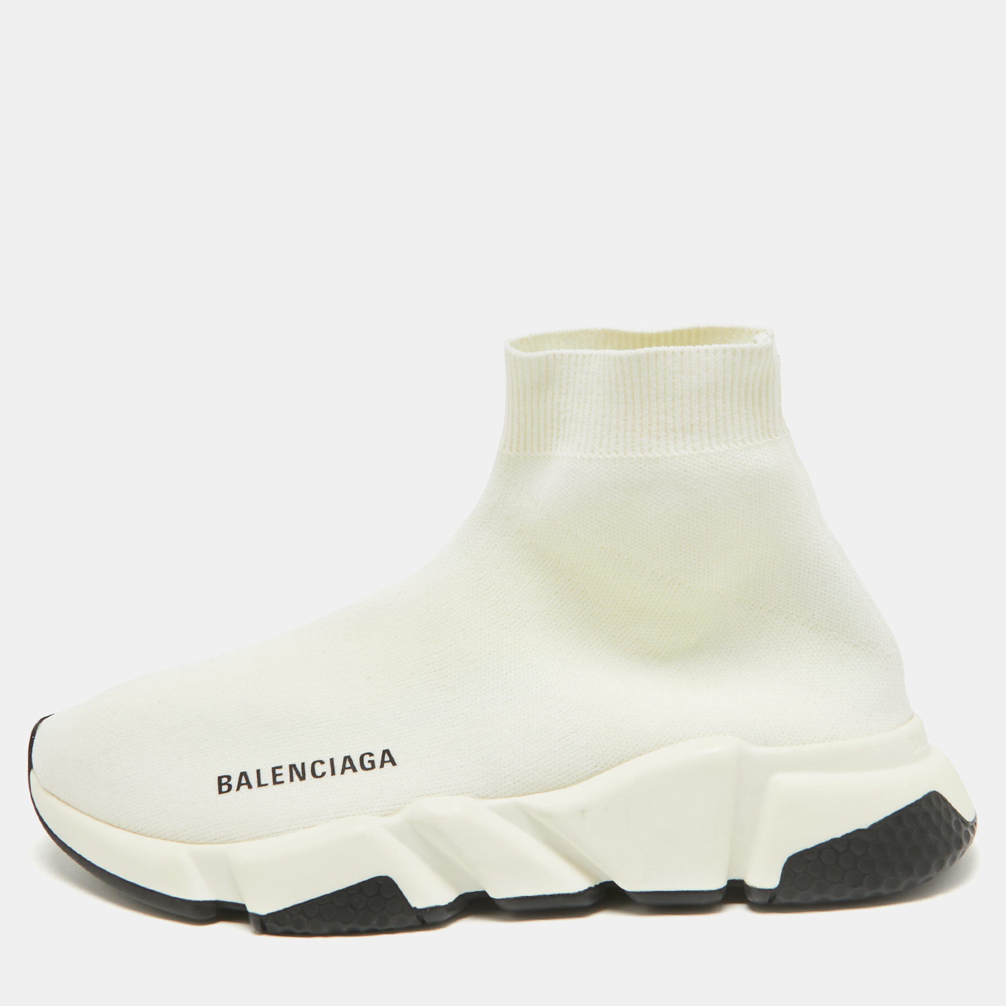 

Balenciaga Off White Knit Fabric Speed Trainer Sneakers Size