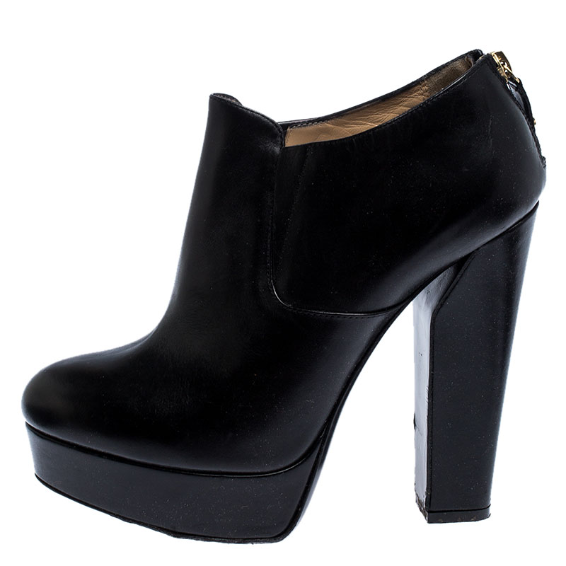 

Ballin Black Leather Platform Ankle Booties Size  CM