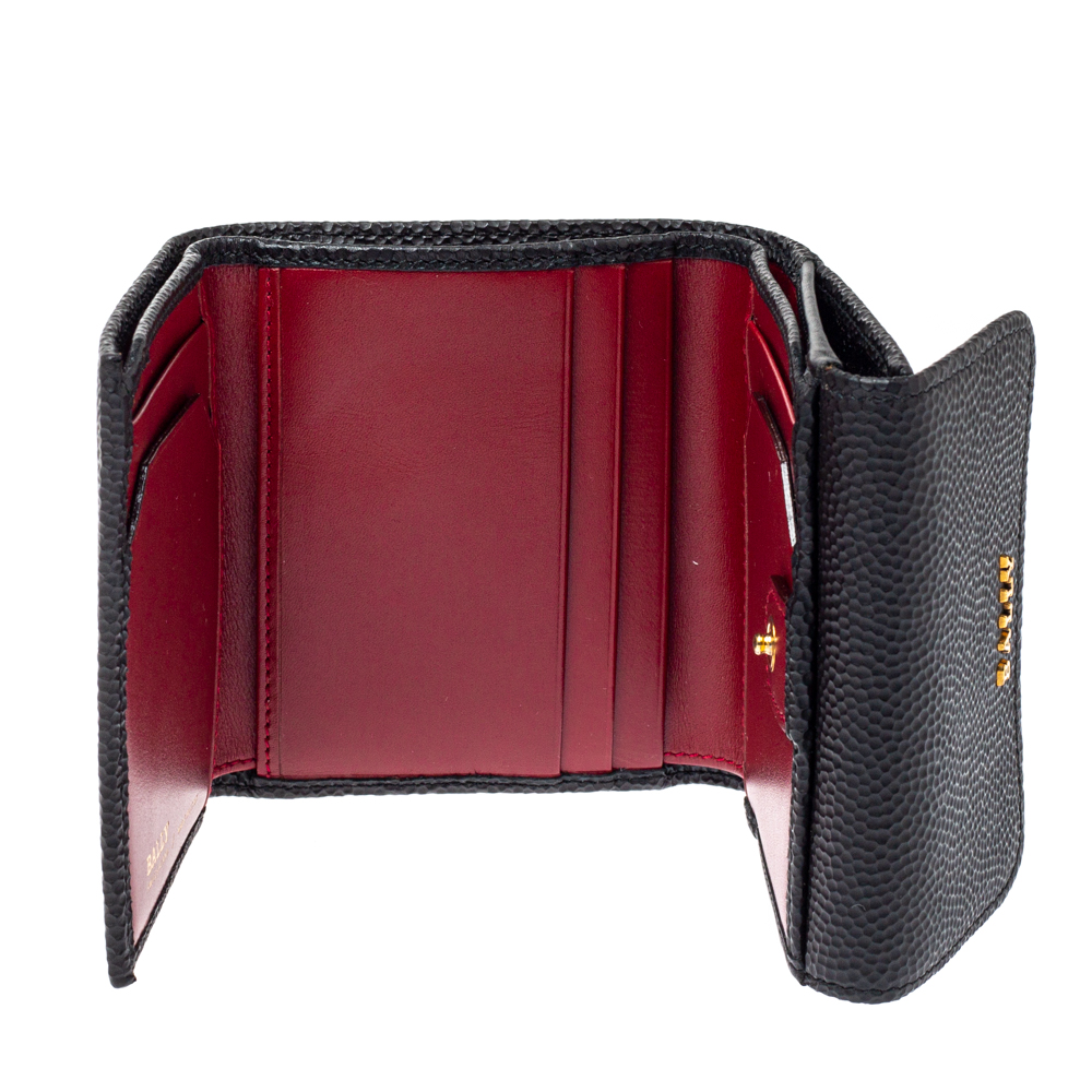 

Bally Black Textured Leather Tri Fold Wallet