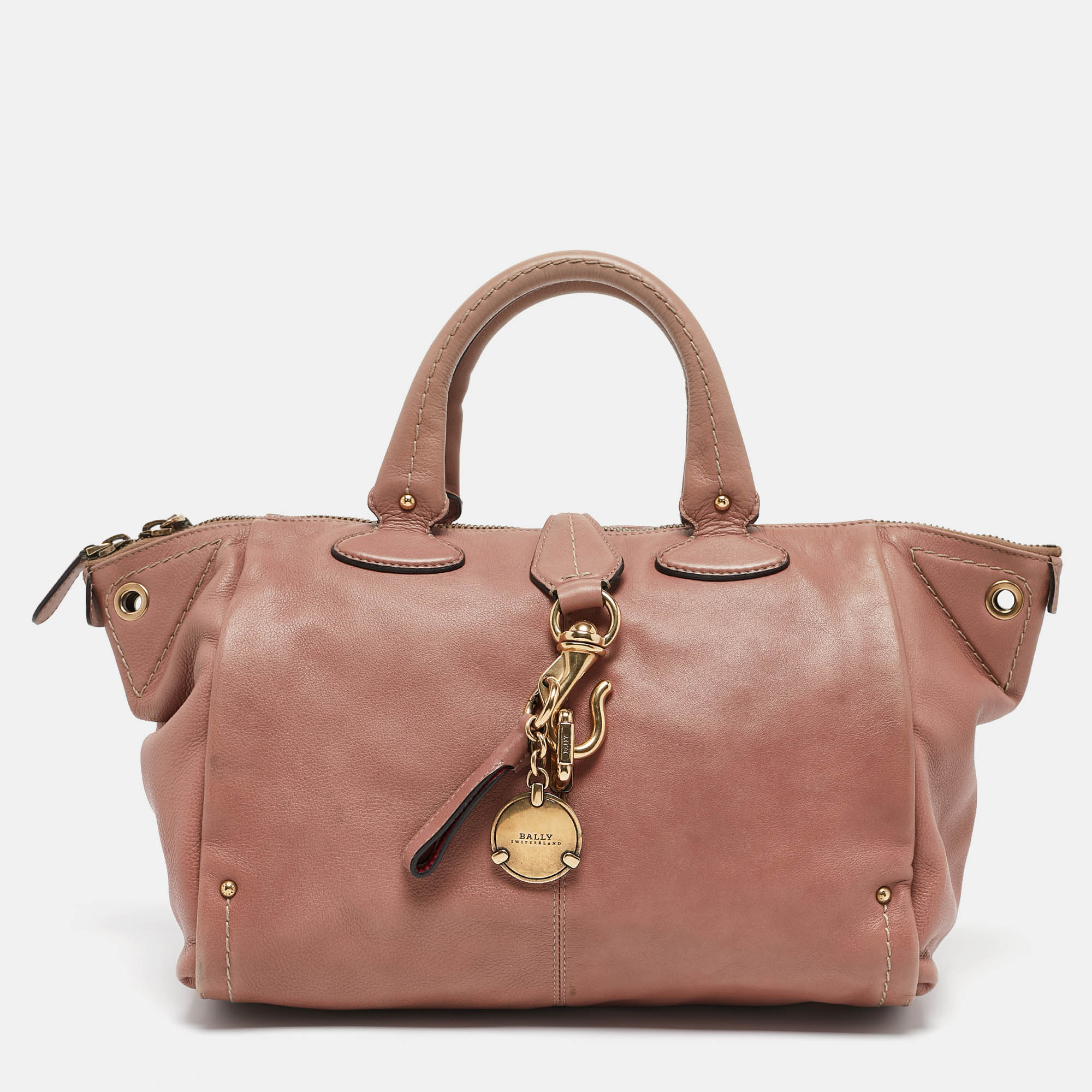 

Bally Pink Leather Clasp Flap Satchel