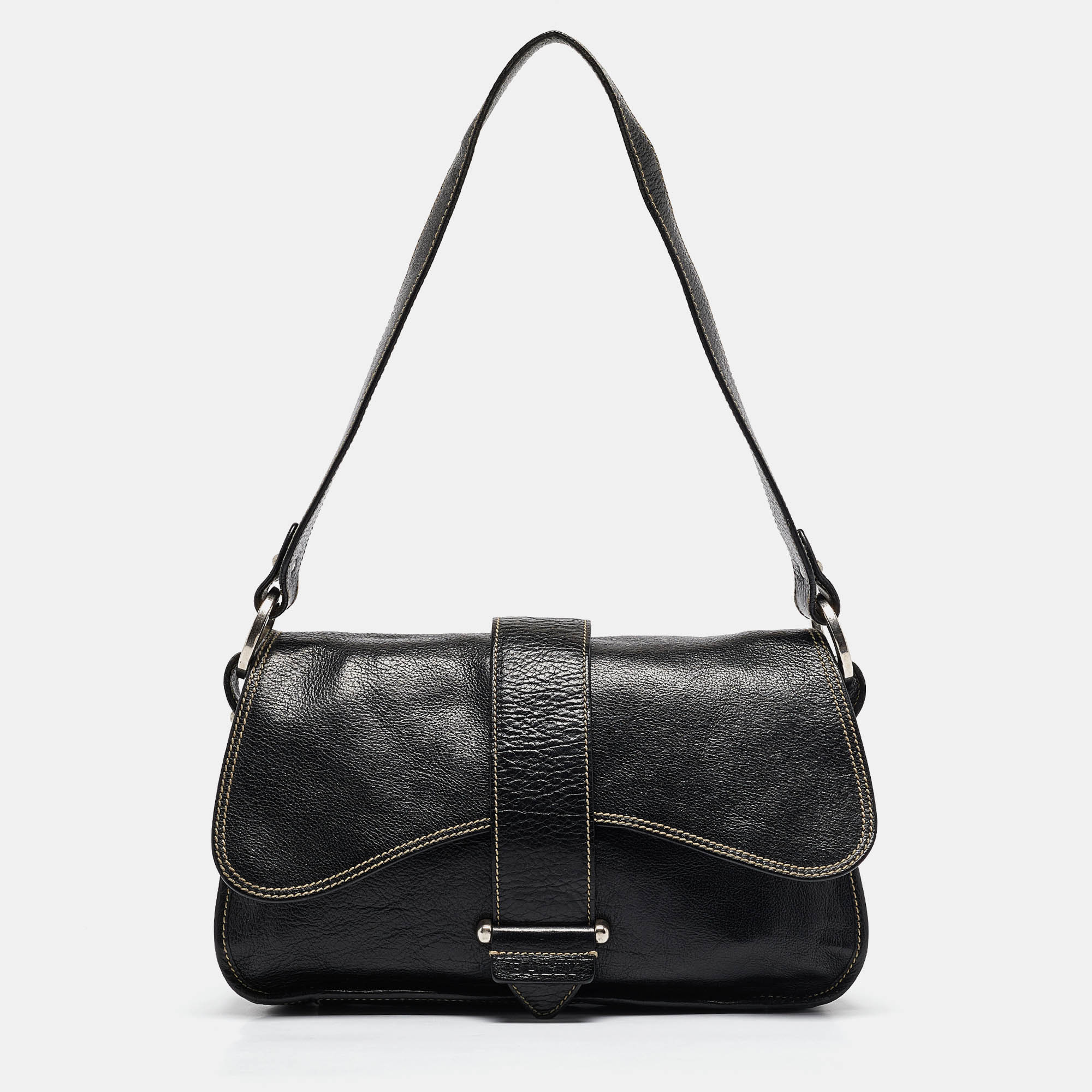 

Bally Black Leather Flap Shoulder Bag