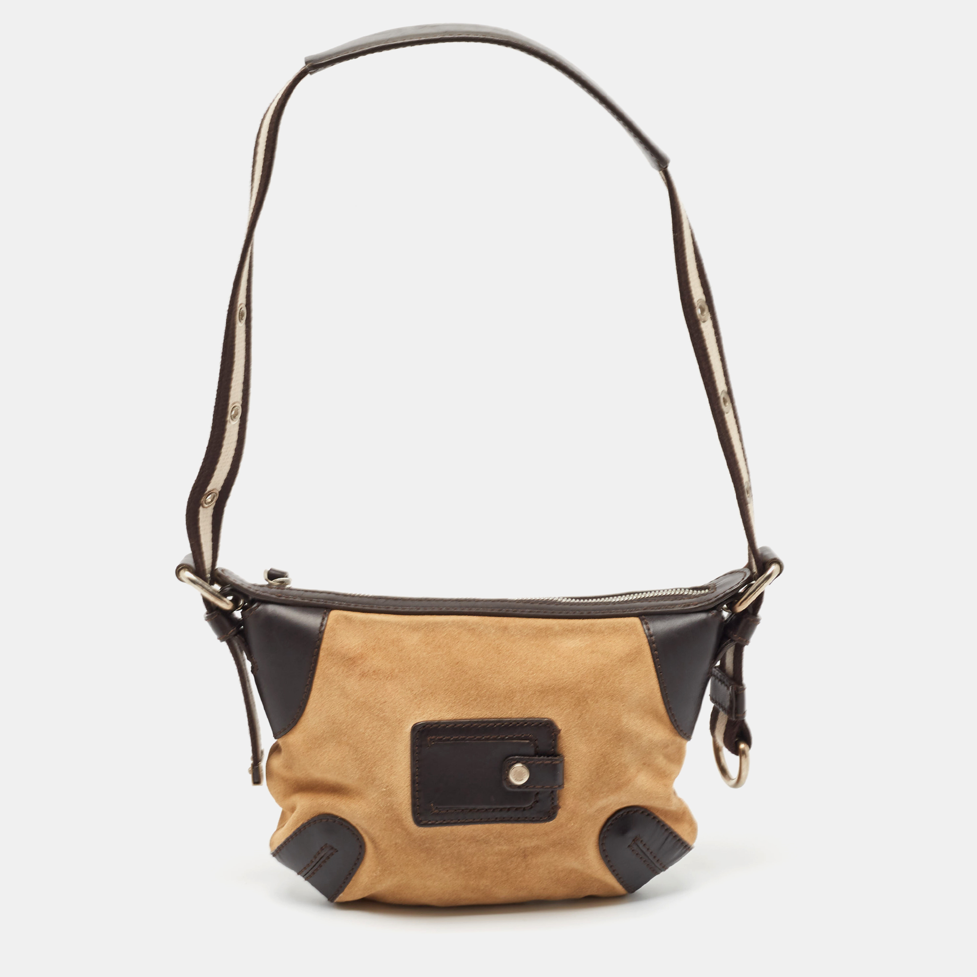 

Bally Dark Brown/Tan Suede and Leather Shoulder Bag