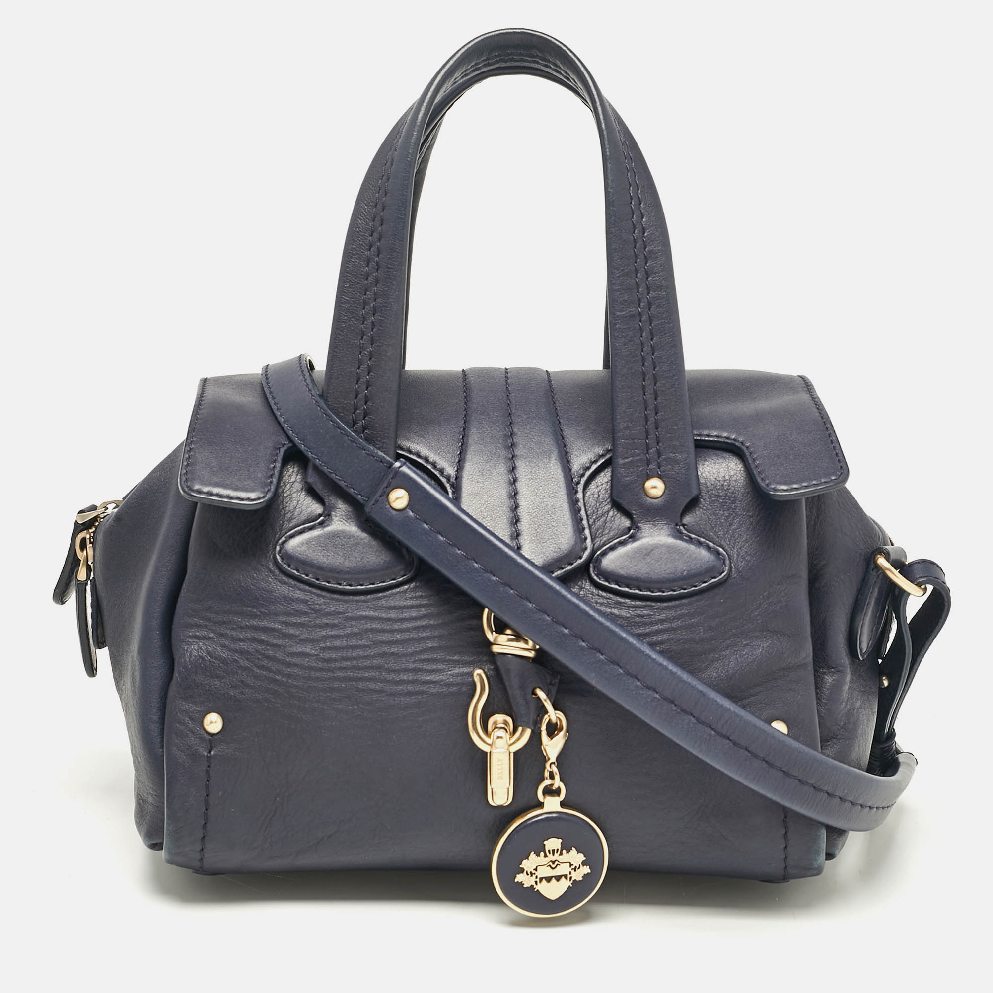 

Bally Navy Blue Leather Madrielle Satchel