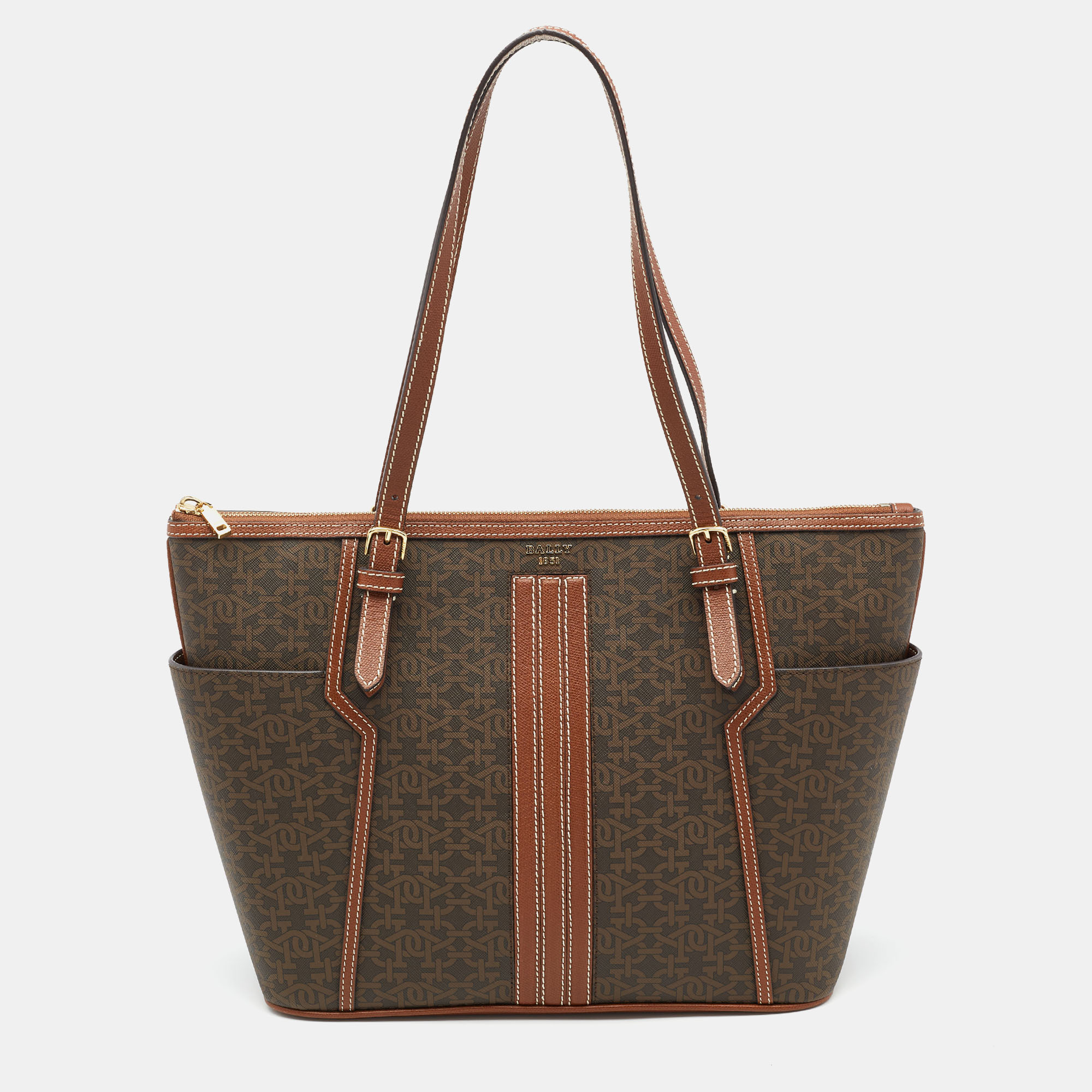 

Bally Brown Printed Coated Canvas and Leather Damirah Tote