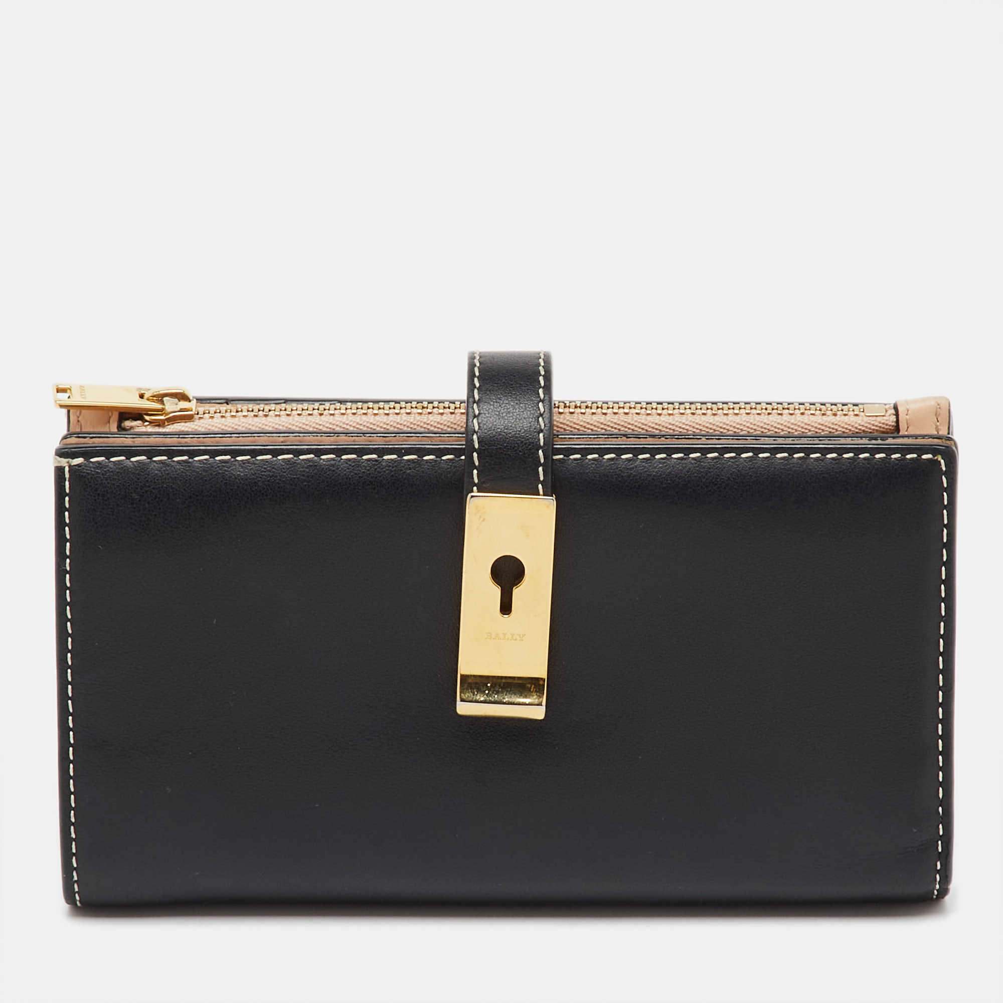 

Bally Black Leather Amy Zip Around French Wallet