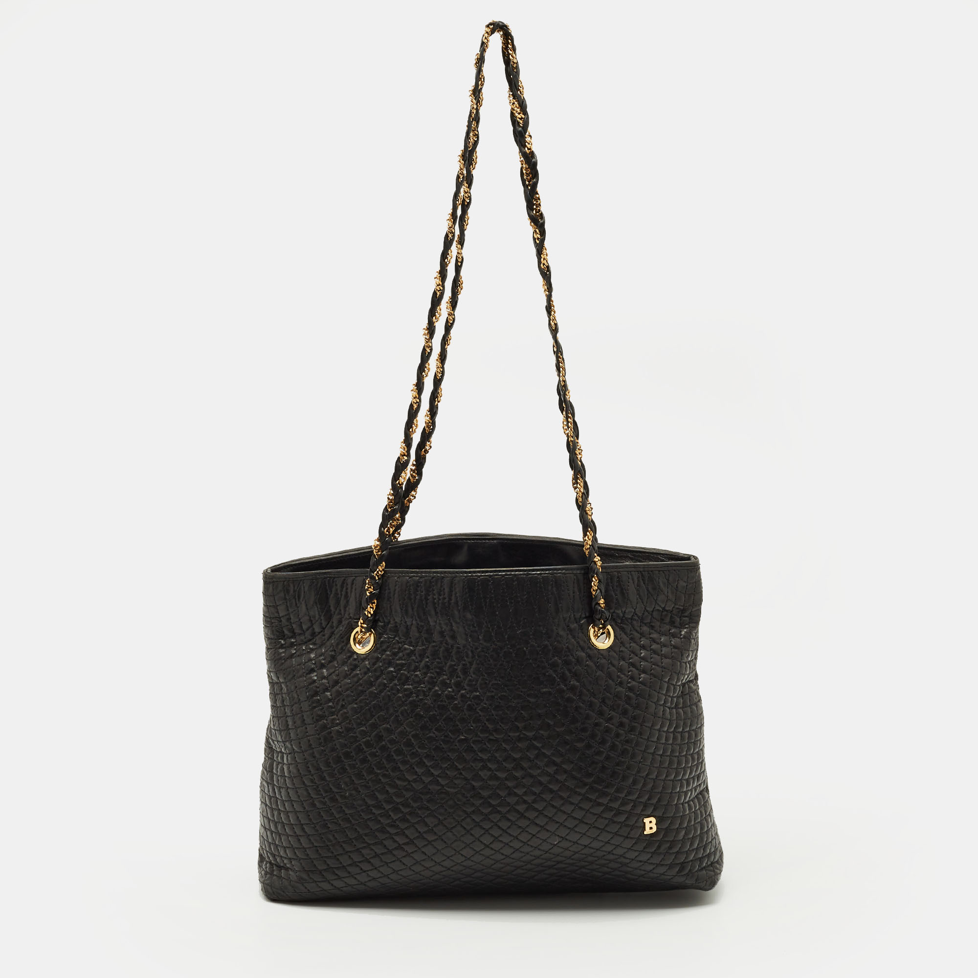Pre-owned Bally Black Quilted Leather Chain Tote