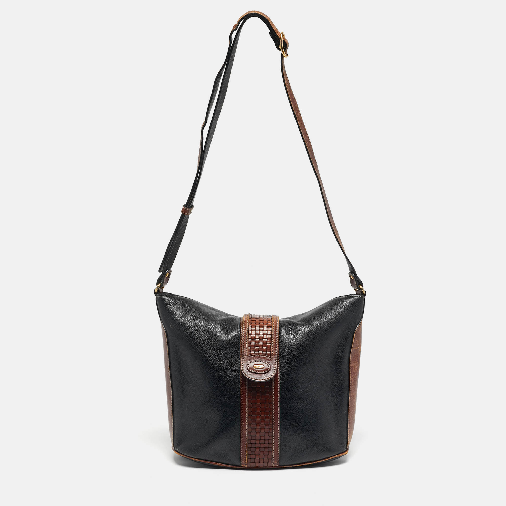 

Bally Woven Detail Black/Brown Leather Crossbody Bag