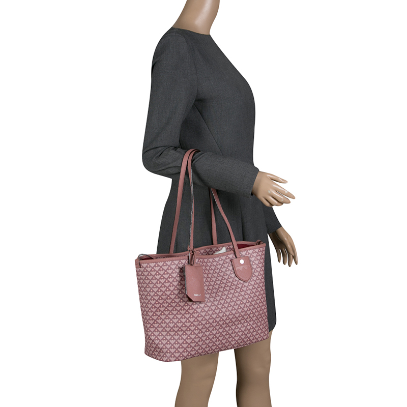 

Bally Dusty Pink Printed Coated Canvas Bernina Tote