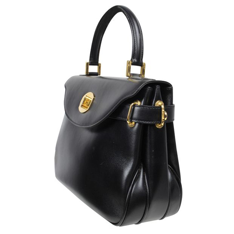 

Bally Black Leather Tote Kelly Bag