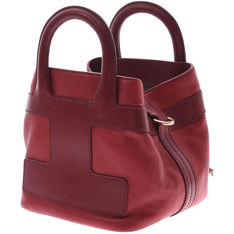 

Bally Red Leather And Suede Top Handle Bag