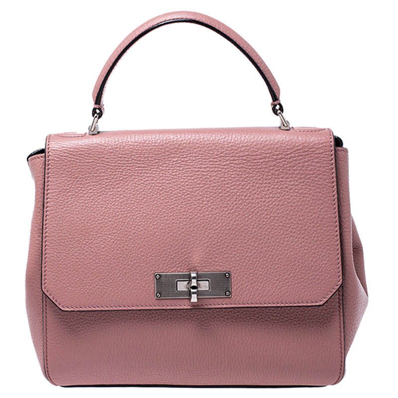 Bally Pink Leather Flap Top Handle  Bag