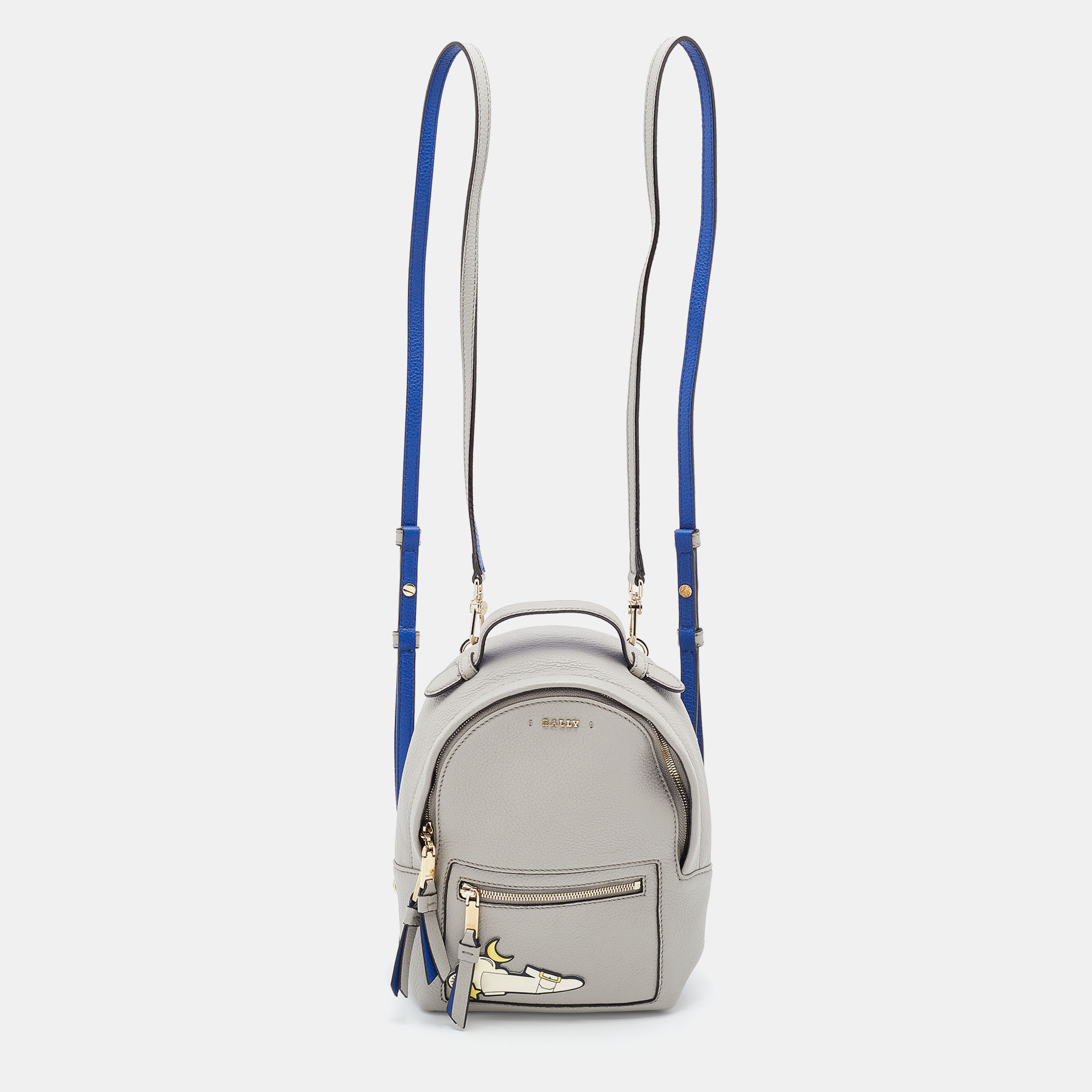 Preowned Bally Grey Leather 17 Bovine Backpack ModeSens