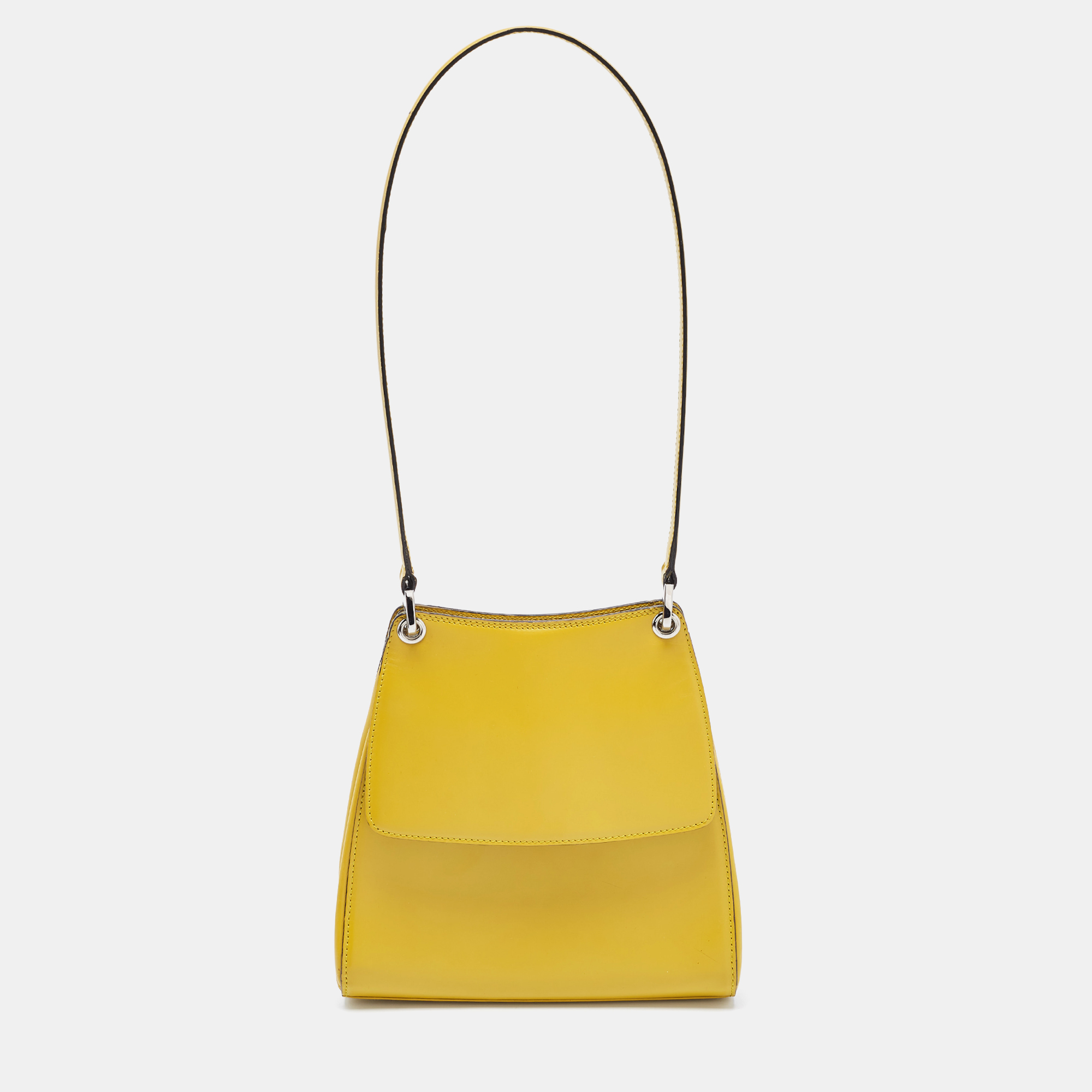 Bally Yellow Leather Flap Shoulder Bag