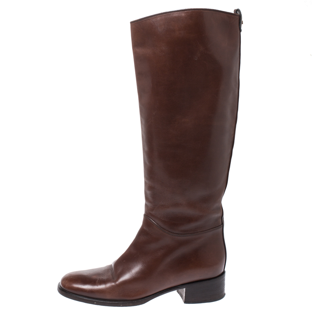 

Bally Brown Leather Knee Length Boots Size