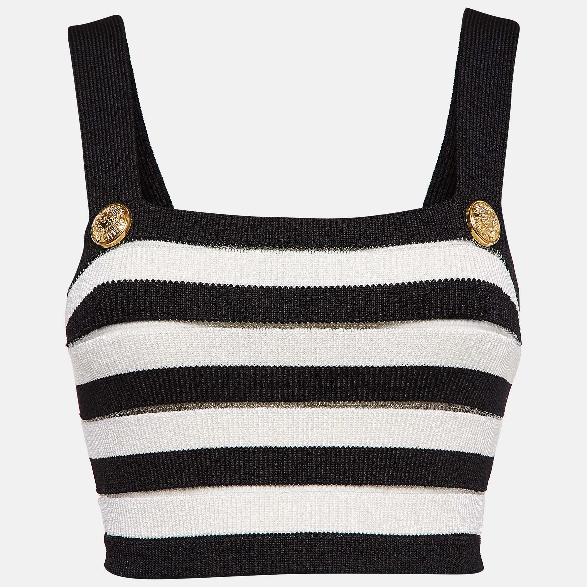 

Balmain Black/White Knitted Crop Top M