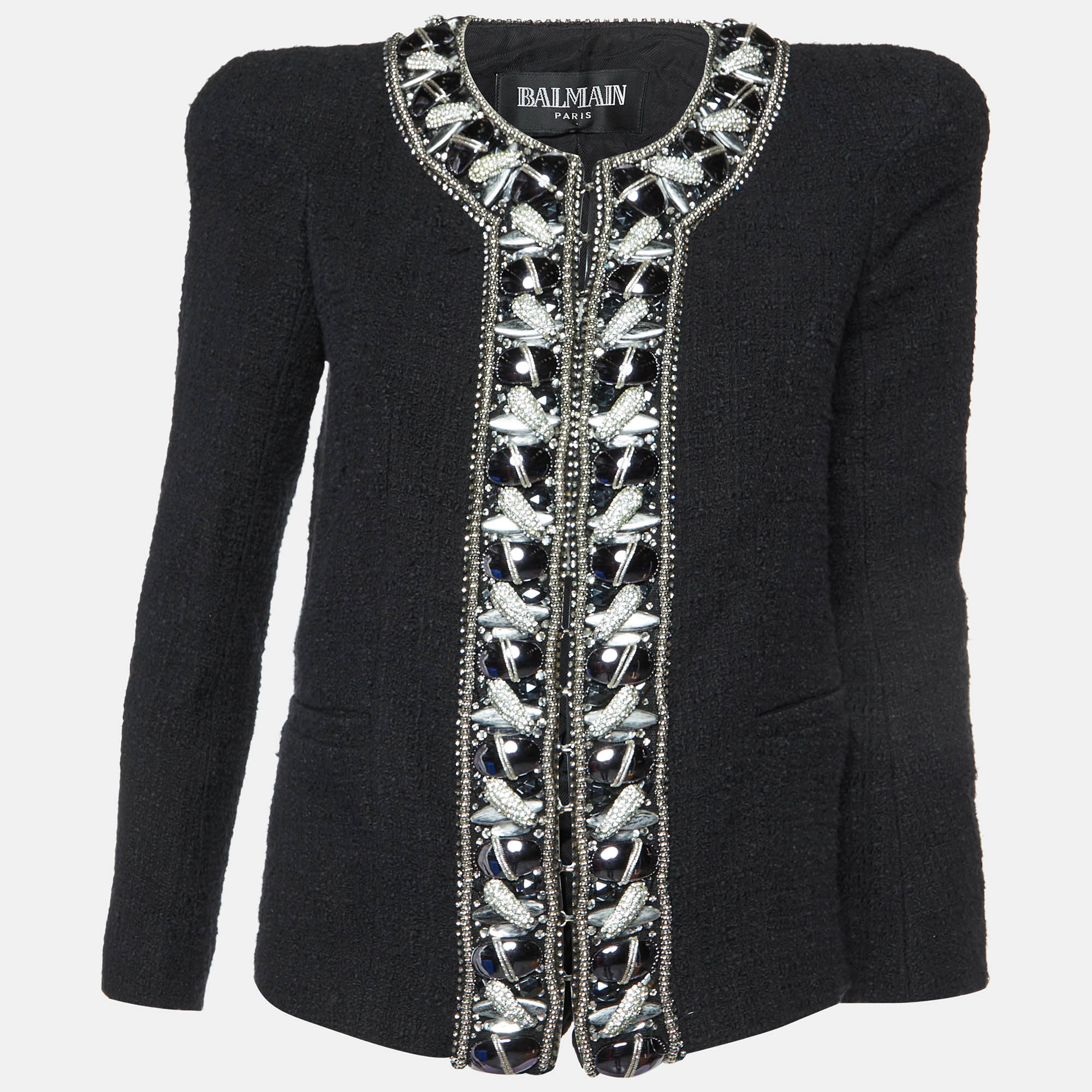 

Balmain Black Embellished Tweed Jacket M