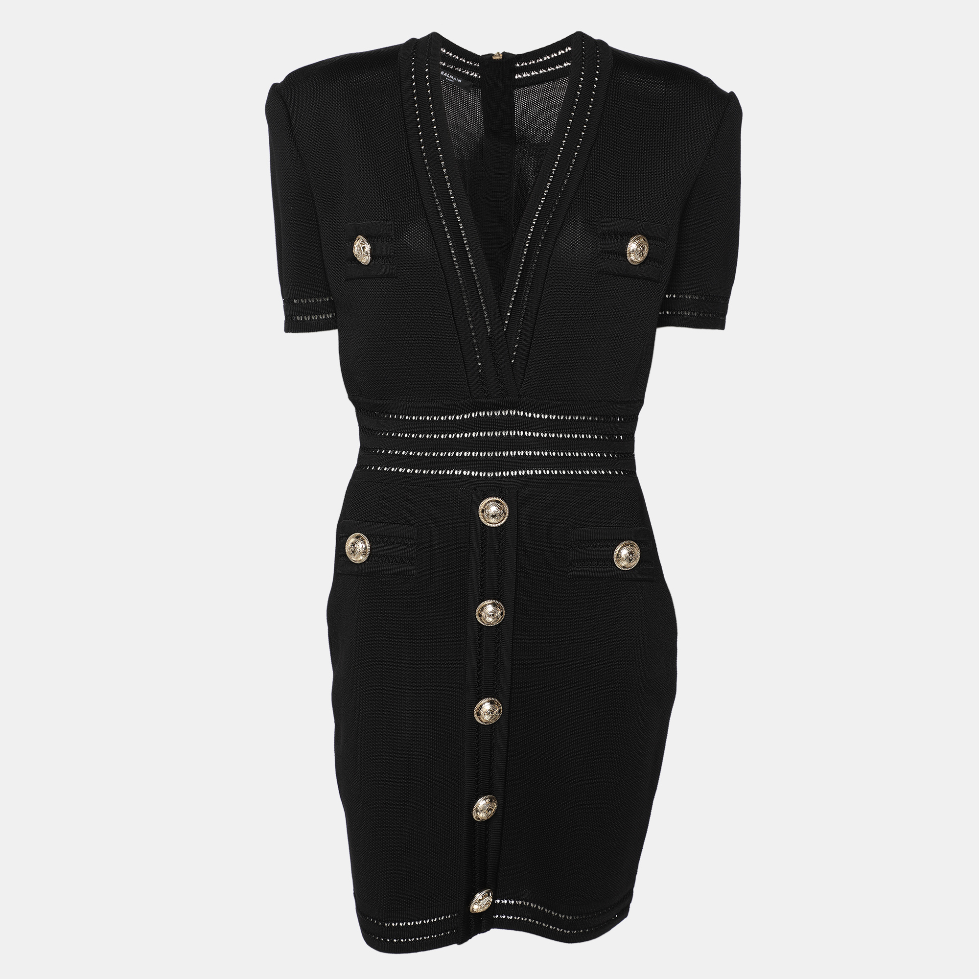 

Balmain Black Stretch Knit Bodycon Mini Dress M