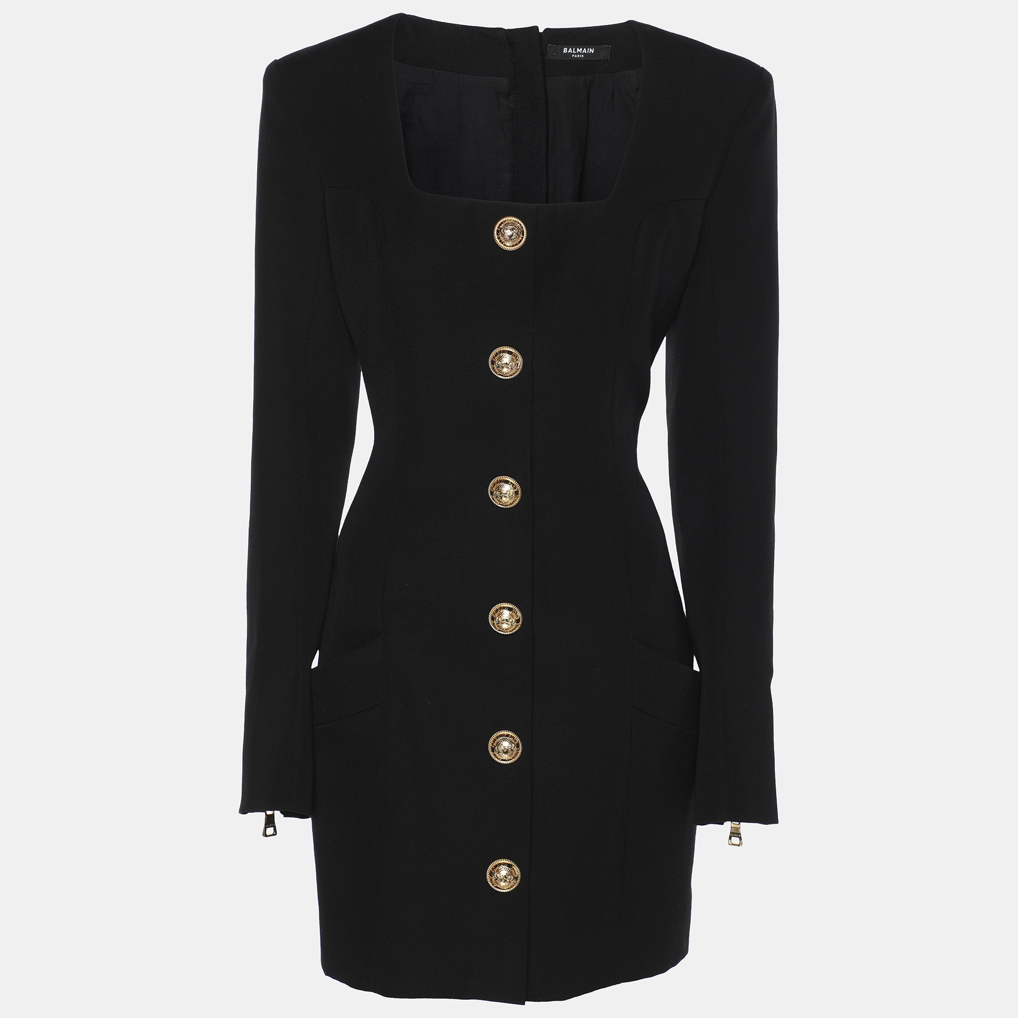 

Balmain Black Wool Midi Dress M