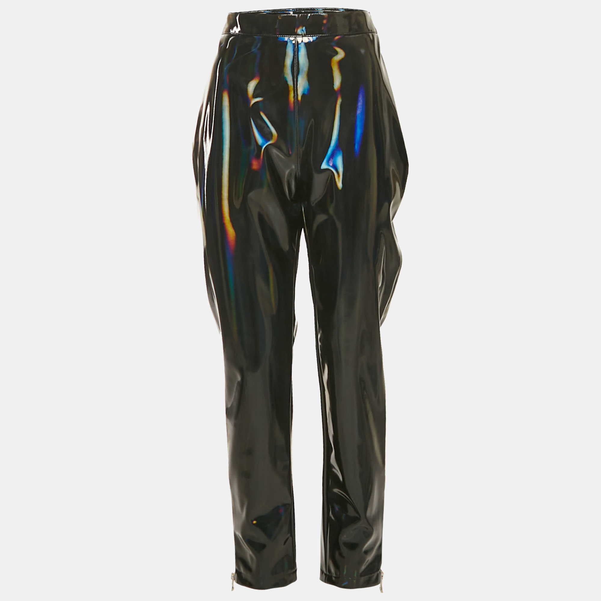 Pre-owned Balmain Black Iridescent Nylon Pants L