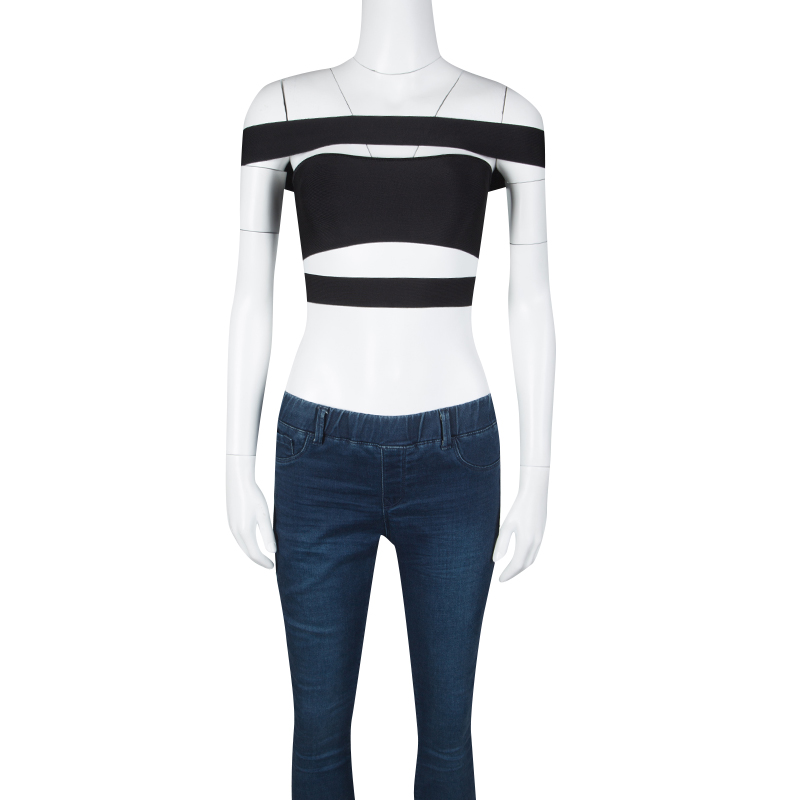 

Balmain Black Knit Cutout Bandeau Top