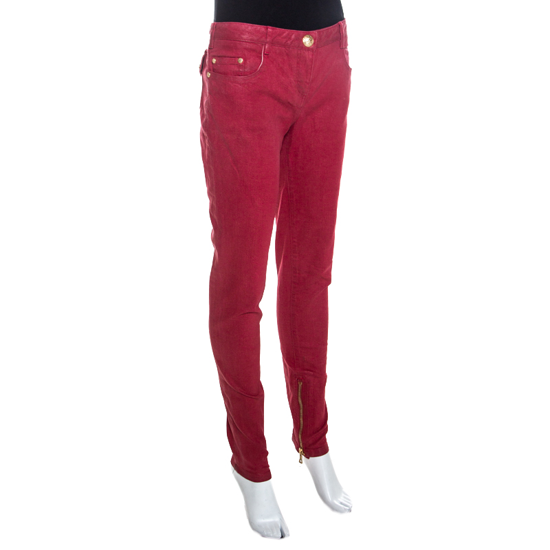 

Balmain Red Coated Denim Slim Fit Jeans