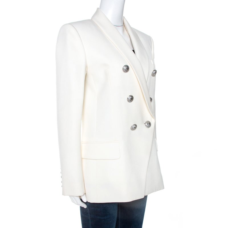 

Balmain Off White Wool Double Breasted Blazer