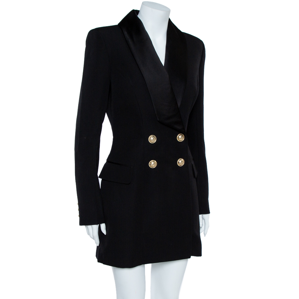 

Balmain Black Double Beasted Wool Blazer Dress