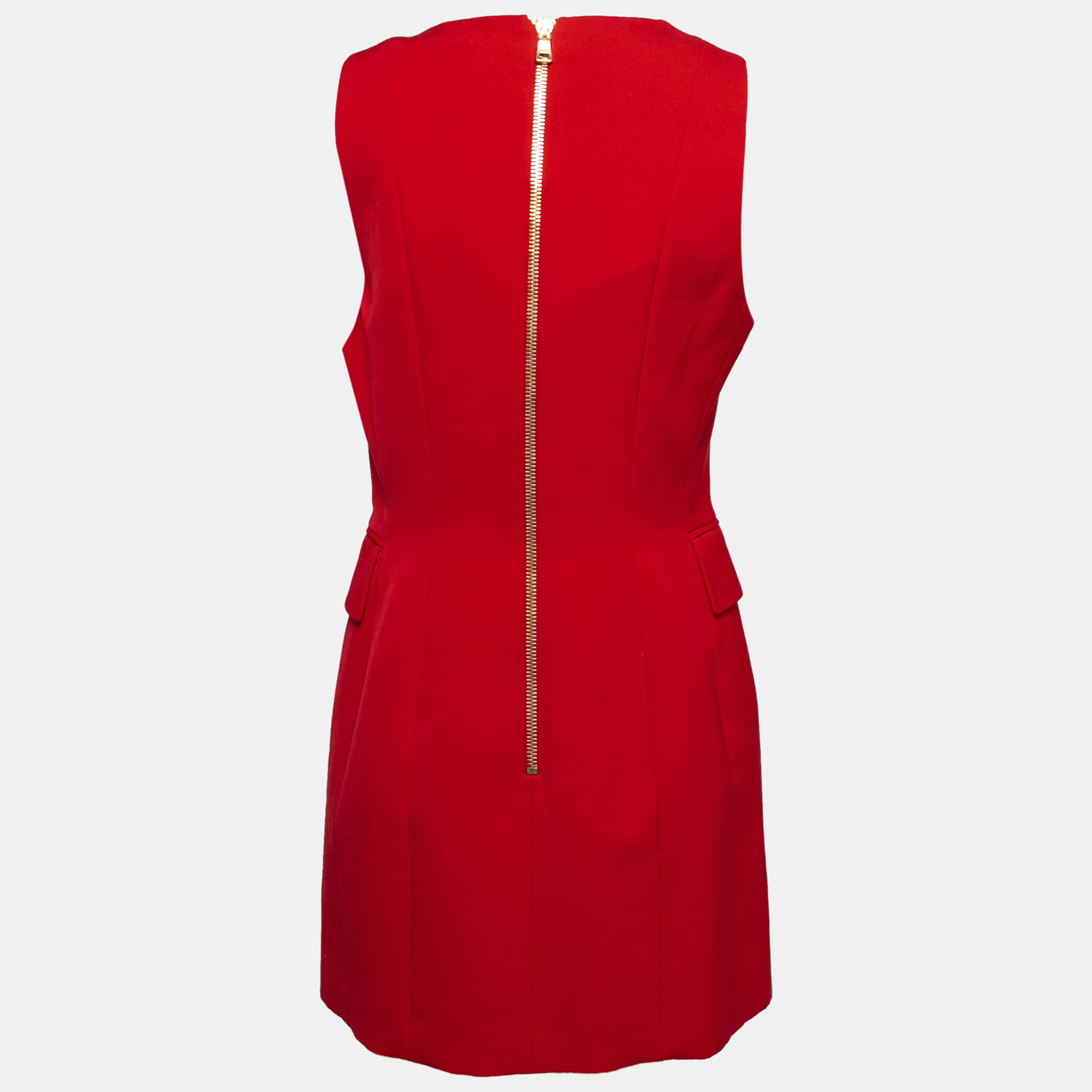 

Balmain Red Wool Double Breasted Sleeveless Blazer Dress