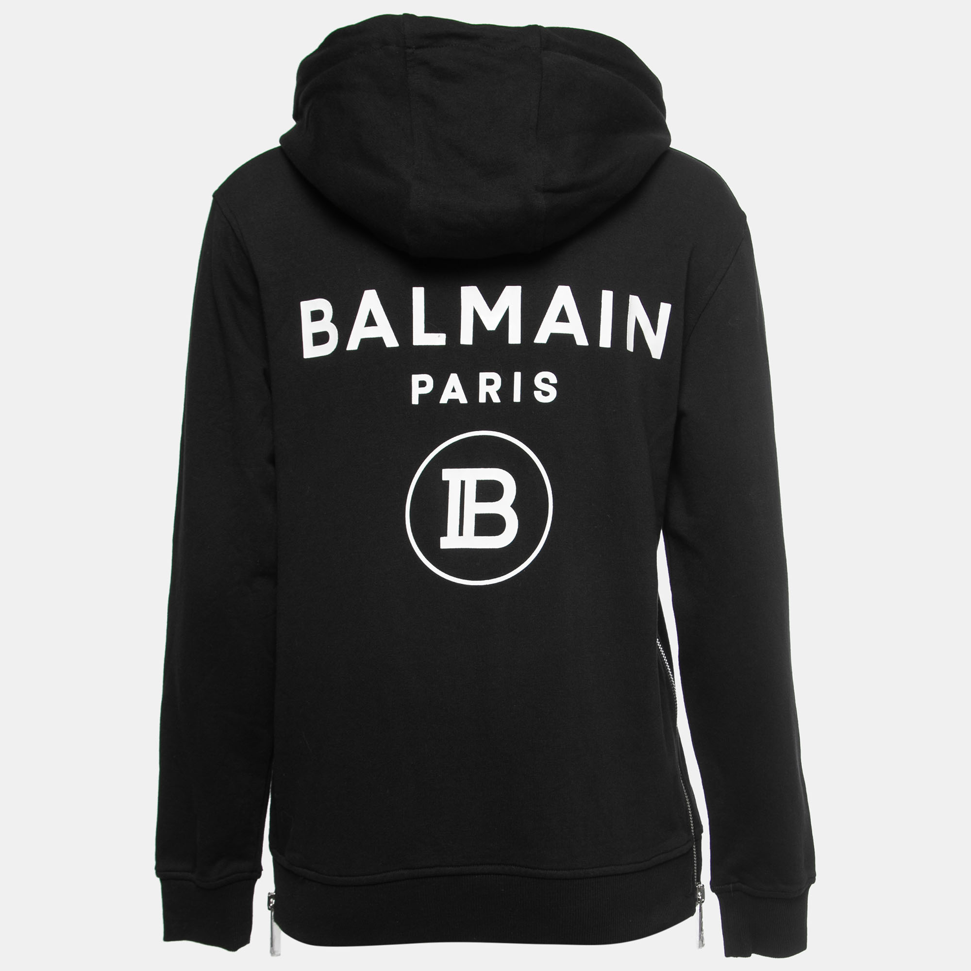 

Balmain Black Cotton Rhinestone Embellished Hooded Sweatshirt