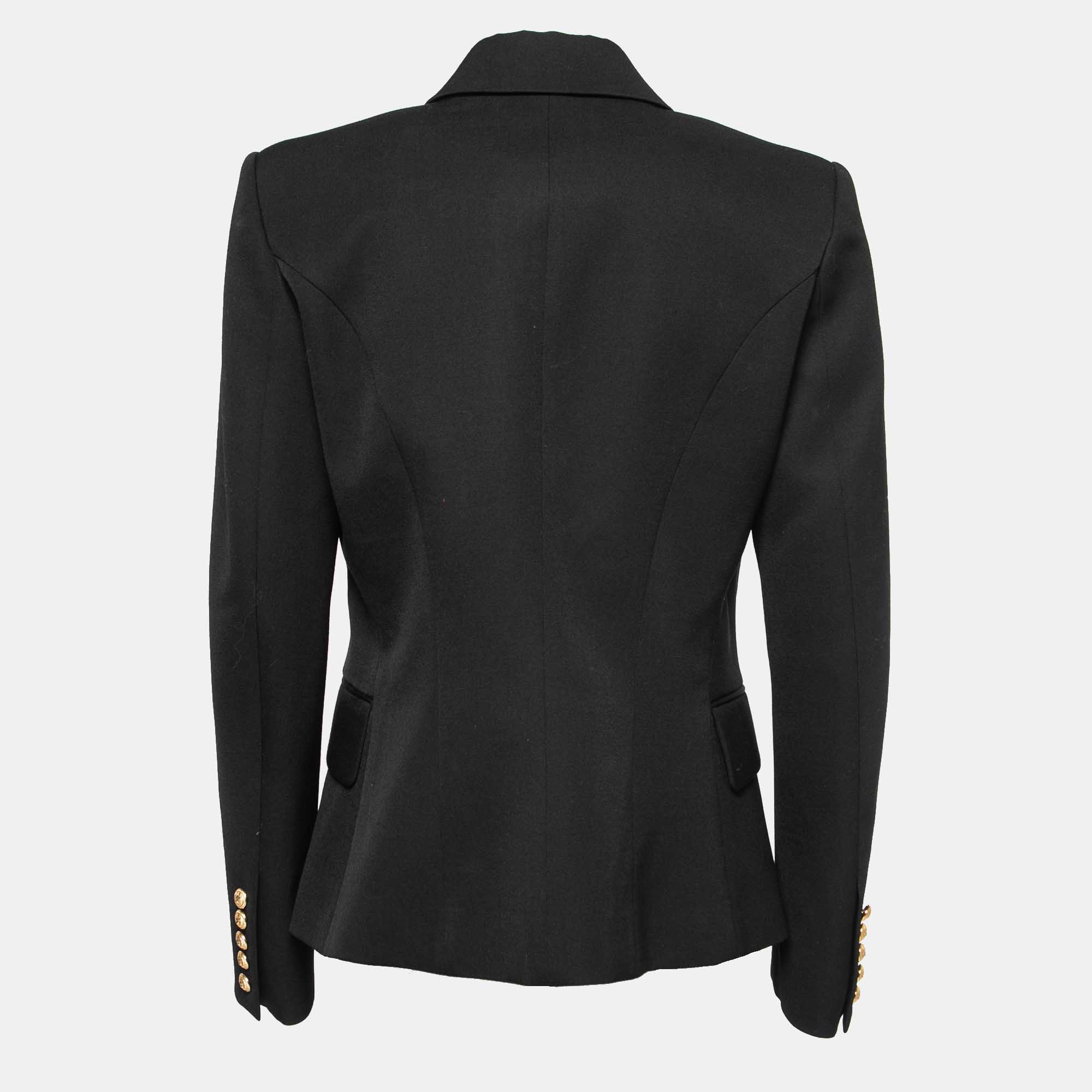 

Balmain Black Wool Crepe Double-Breasted Blazer