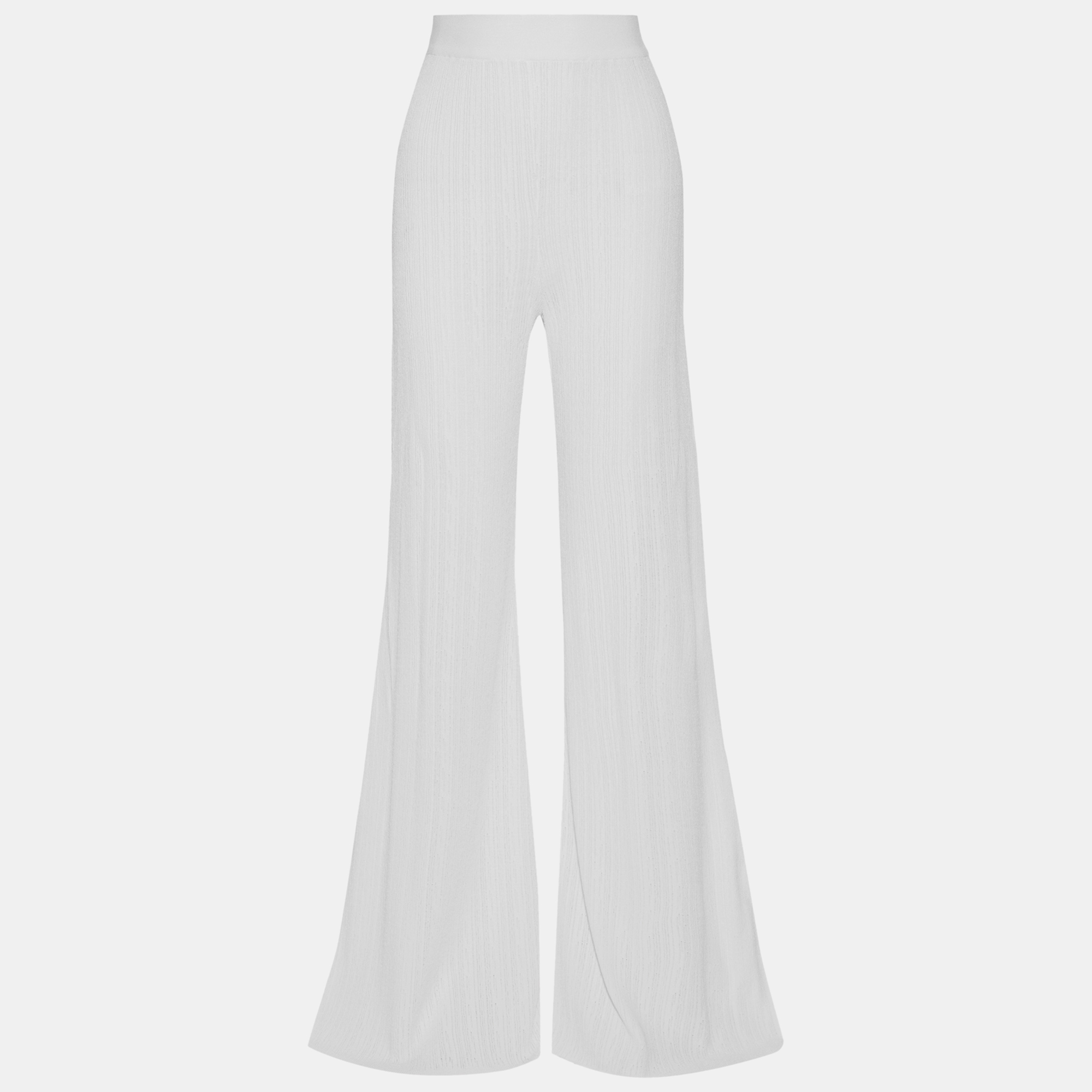 

Balmain White Crinkled Knit Flared Pants  (FR 36