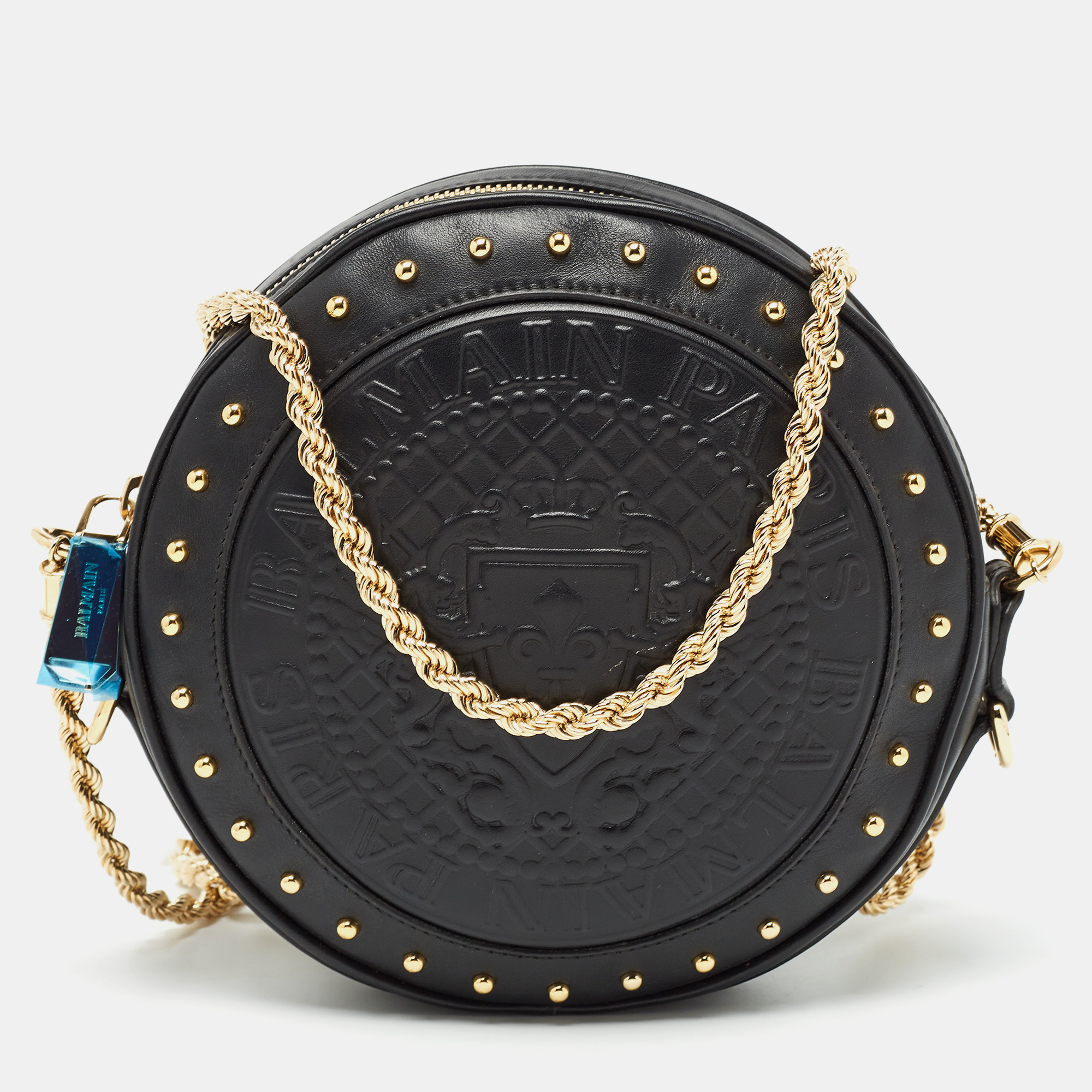 

Balmain Black Leather Disco Crossbody Bag