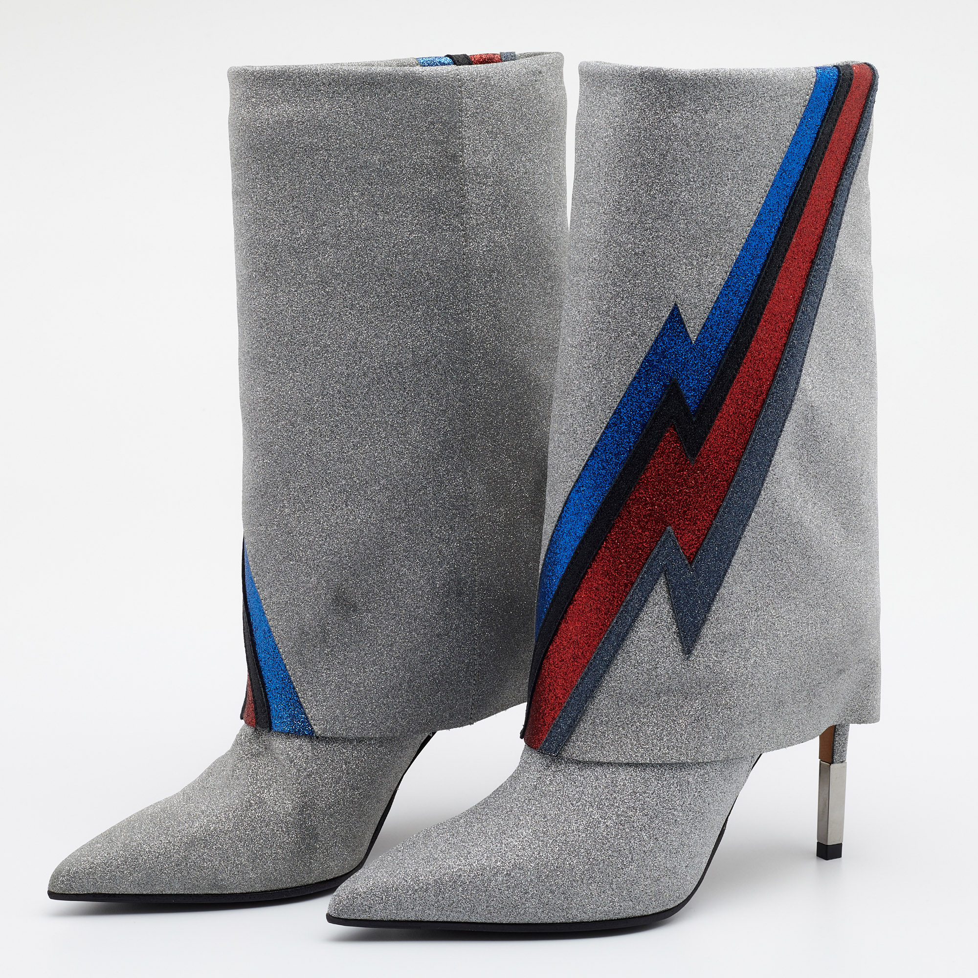 

Balmain Multicolor Glitter Leather Babette Flash Ankle Boots Size