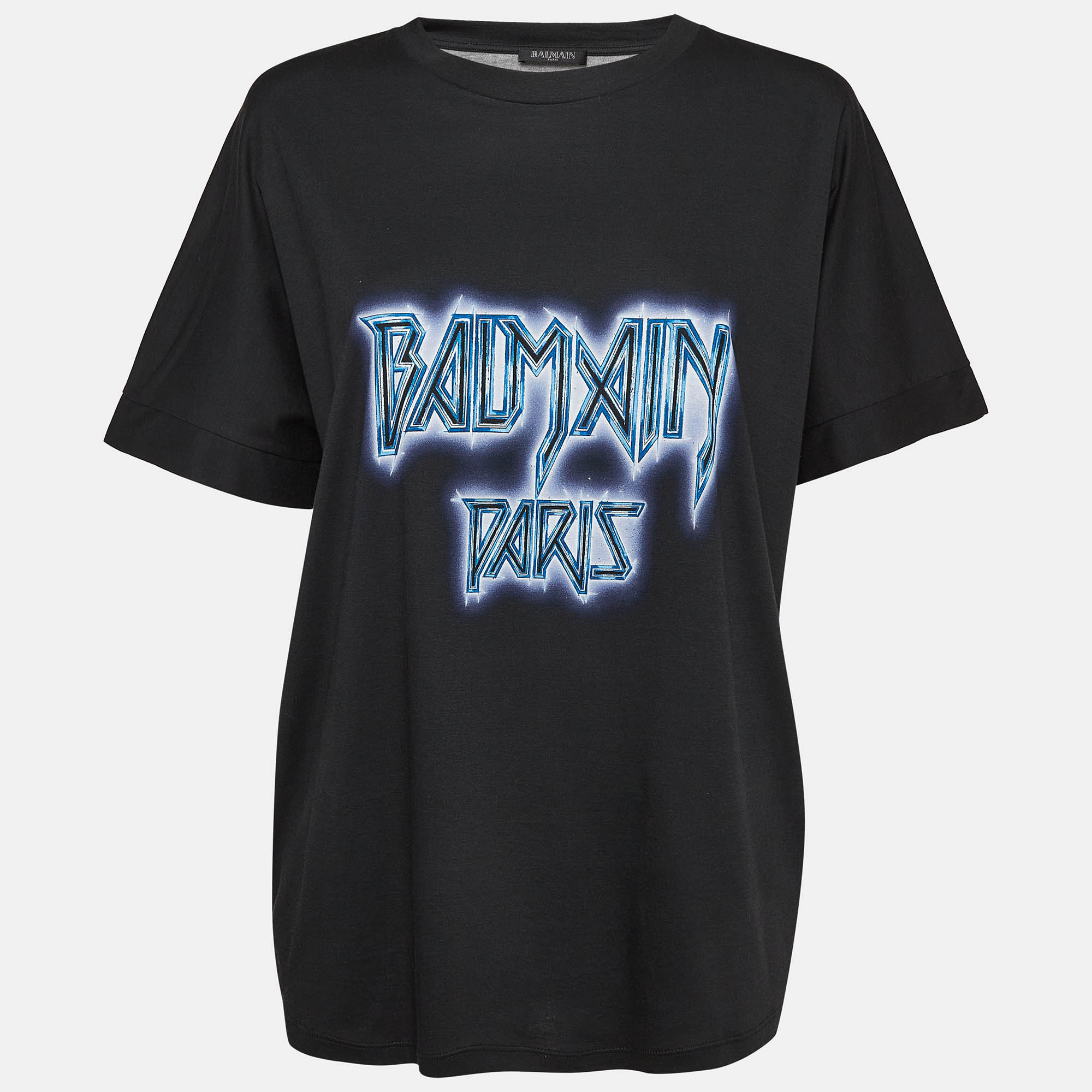 

Balmain Black Printed Cotton Jersey T-Shirt M