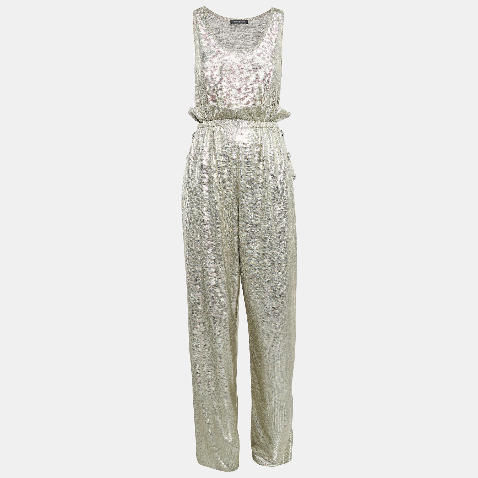 

Balmain Metallic Jersey Pant & Top Set M