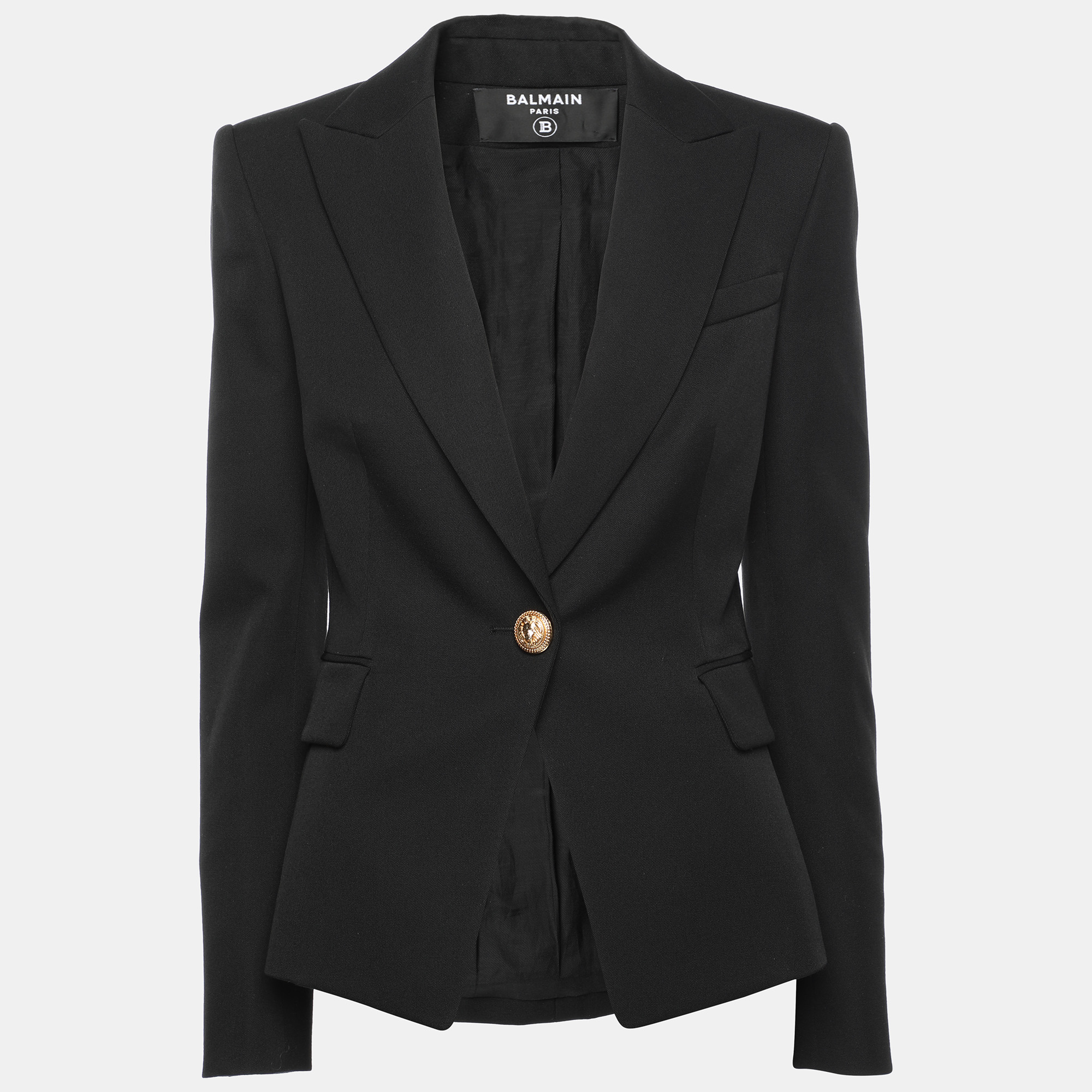 

Balmain Black Wool One Buttoned Blazer XS