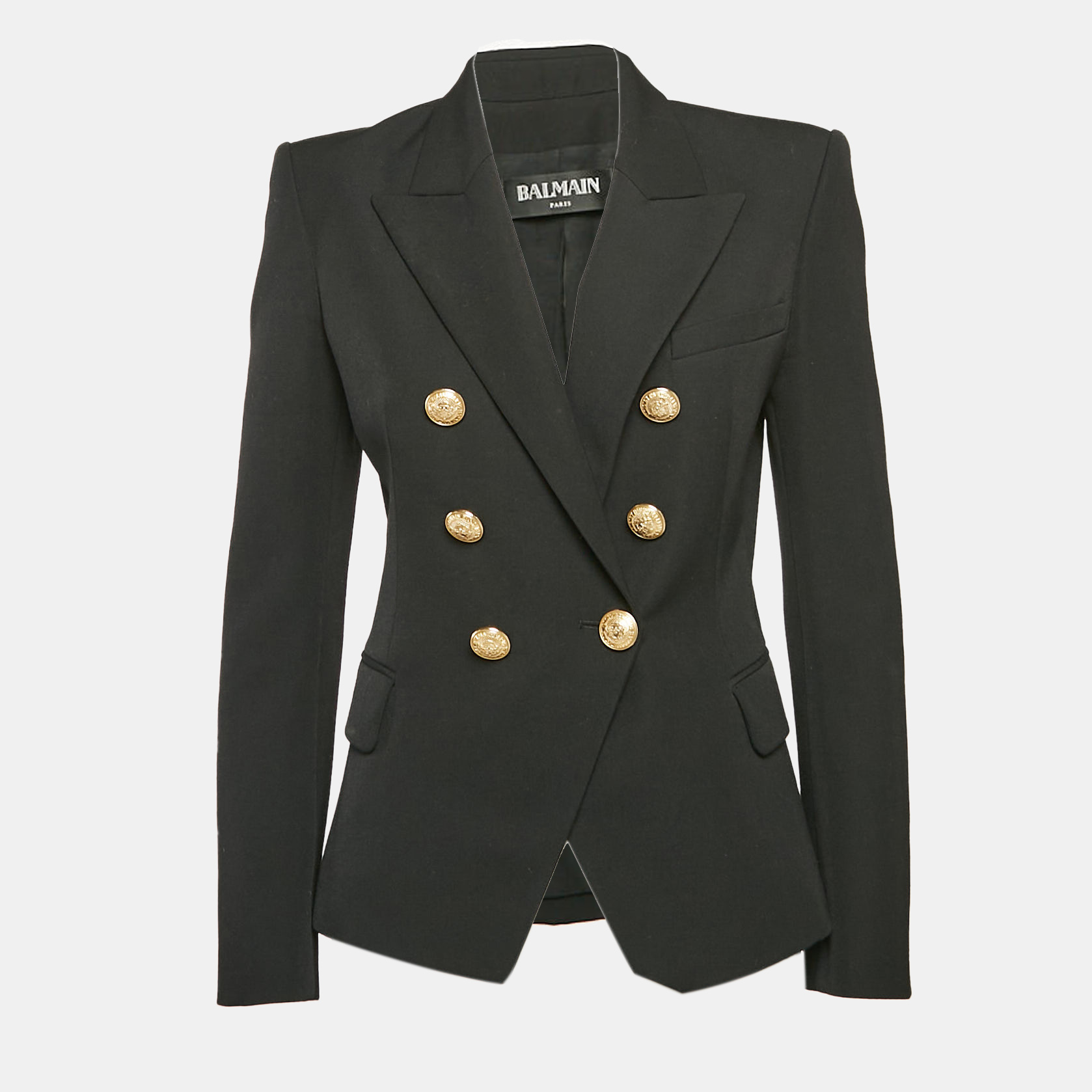 

Balmain Black Wool Button Detail Double Breasted Blazer M